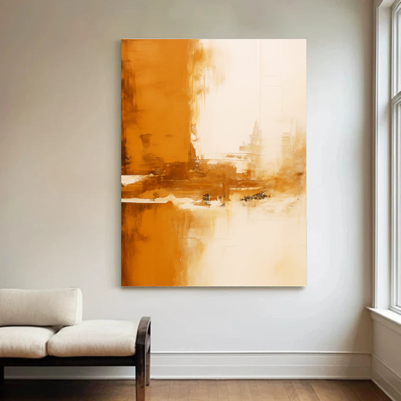 Abstract Orange and Beige Wall Art #AB019