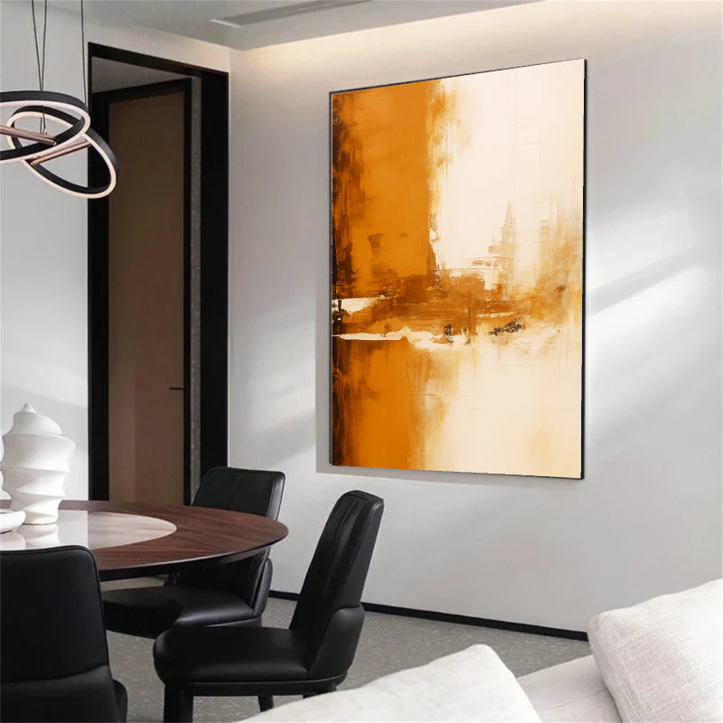 Abstract Orange and Beige Wall Art #AB019