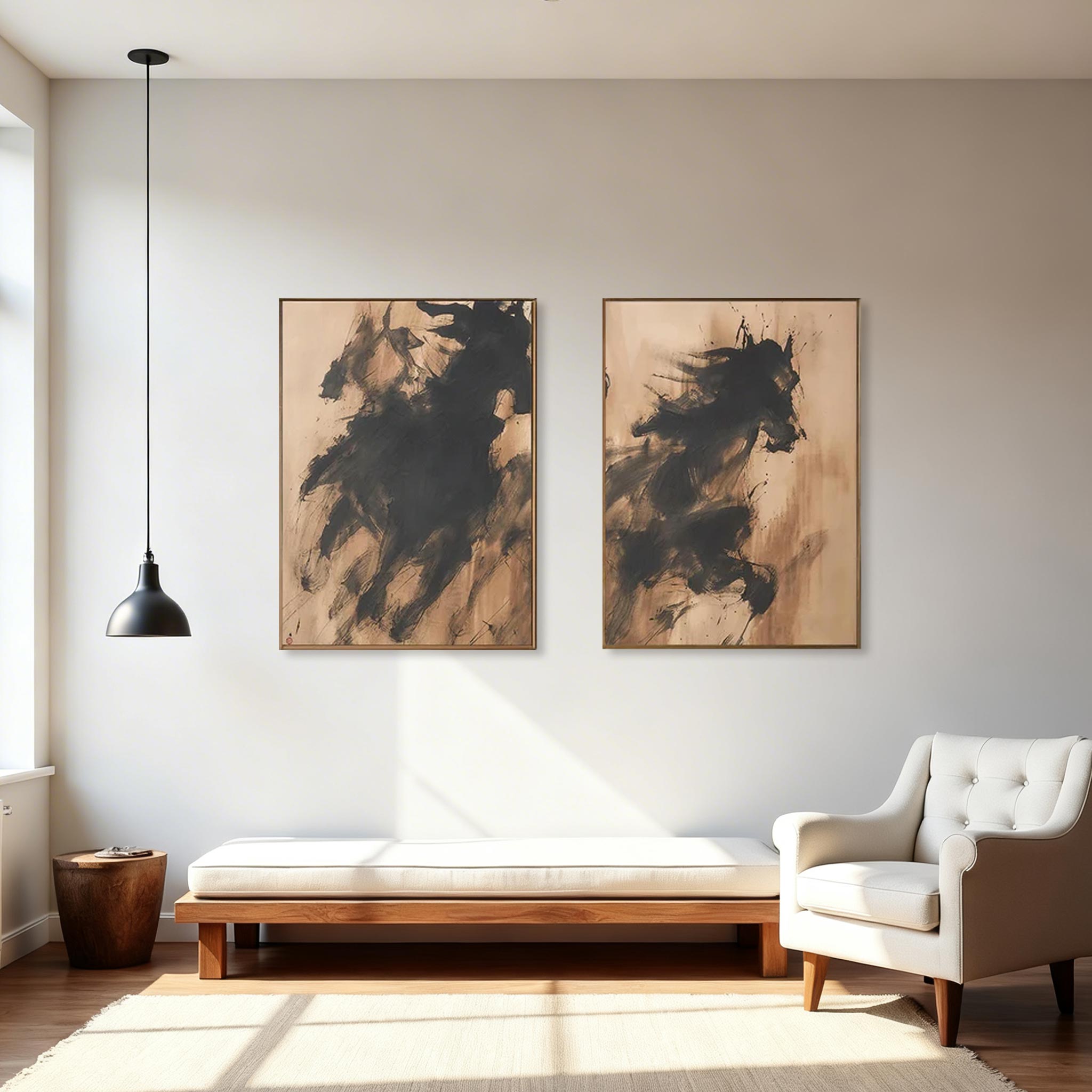 Abstract Horse Canvas Wall Art Set of 2 #HA010