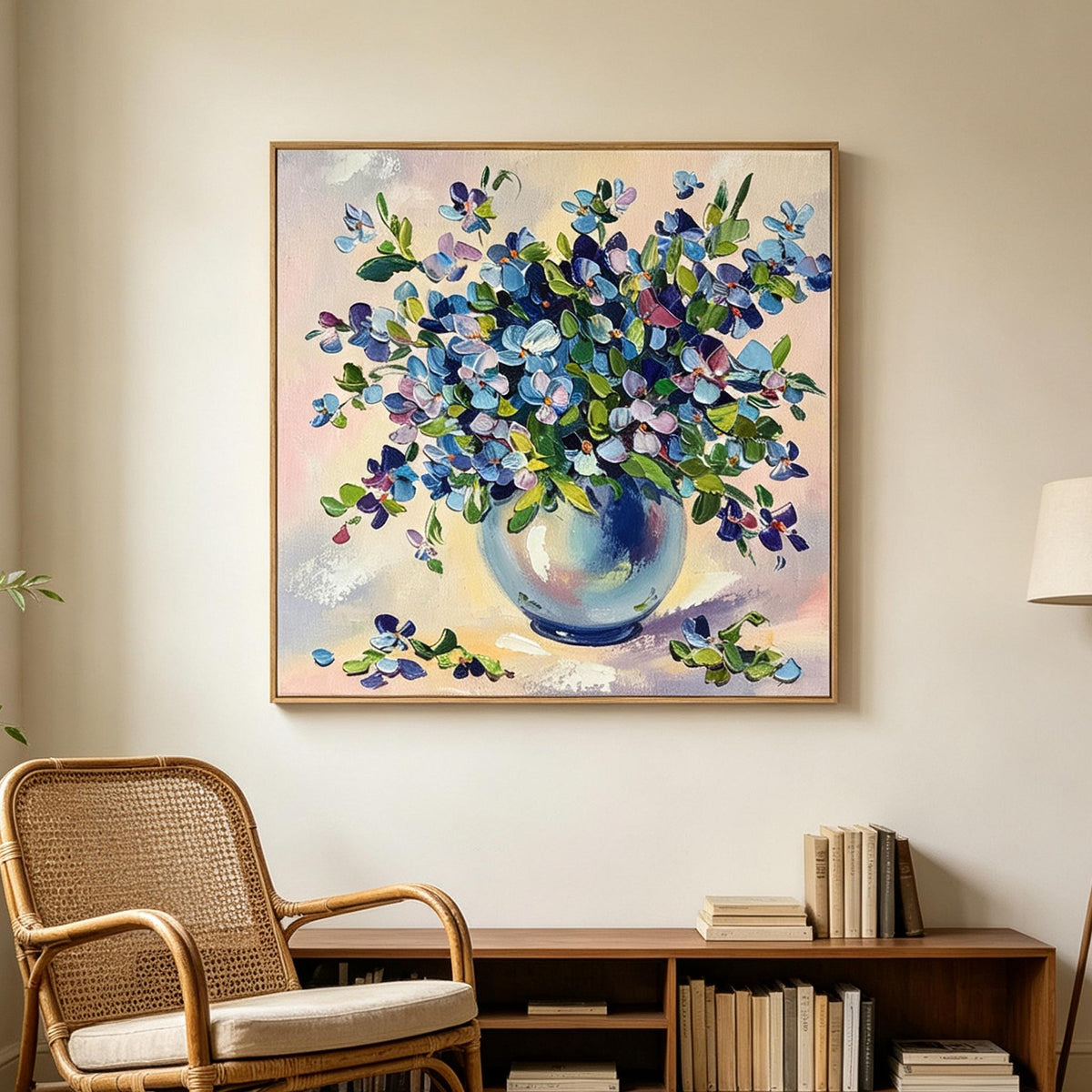 Blue Floral Bouquet Wall Art #FL075