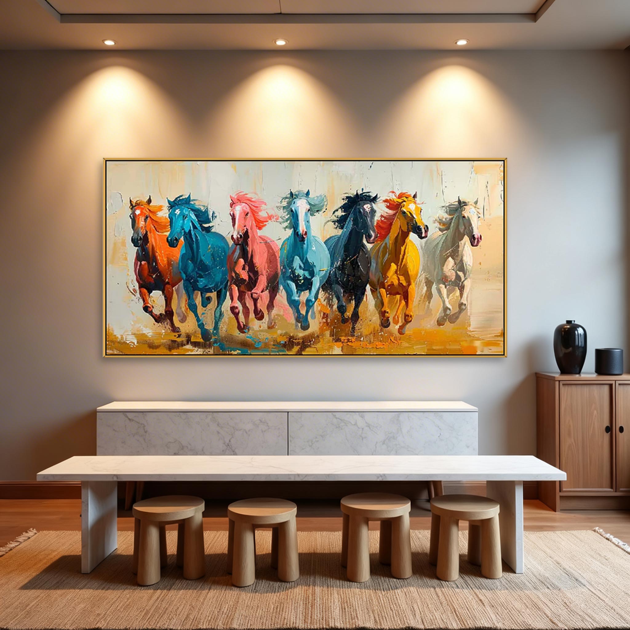 Colorful Running Horses Wall Art #HA004