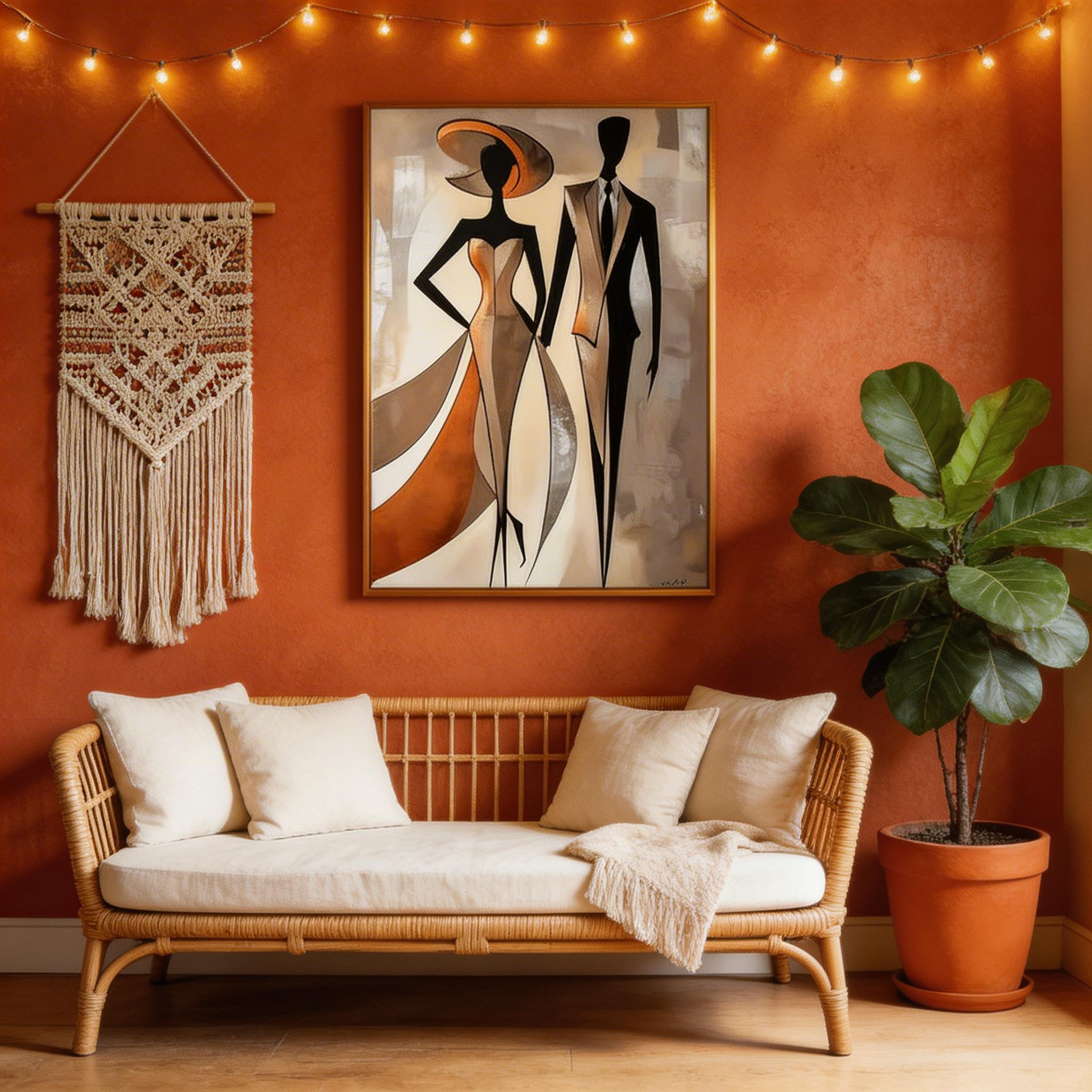 Modern Fashion Wall Art – Elegant Couple Abstract Canvas #MA034