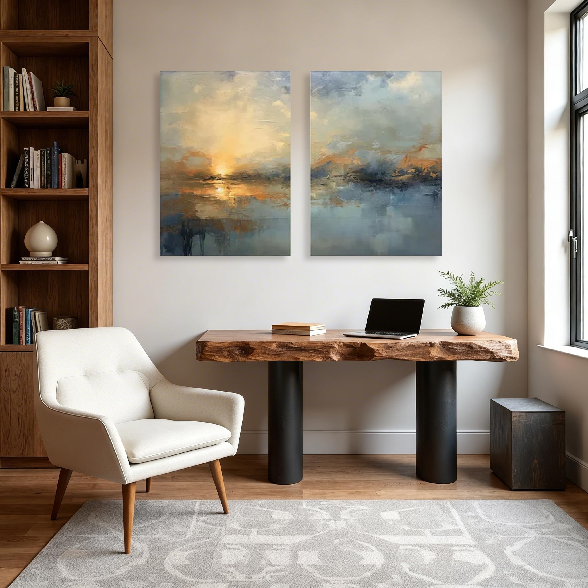Abstract Sunset Canvas Painting Set of 2 #CP008