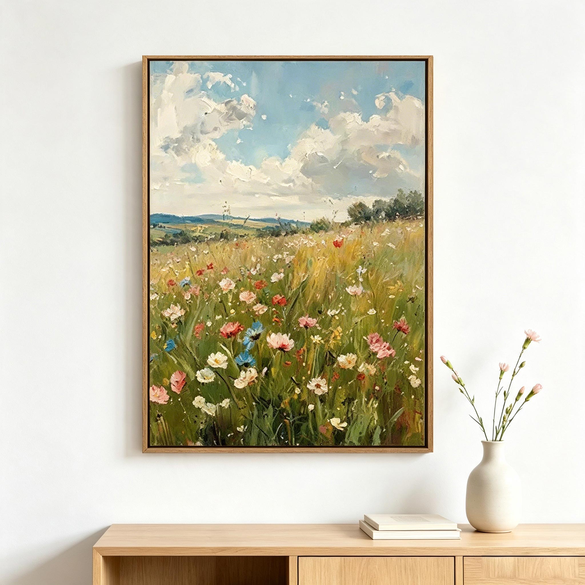 Impressionist Wildflower Meadow Landscape Wall Art #LS006
