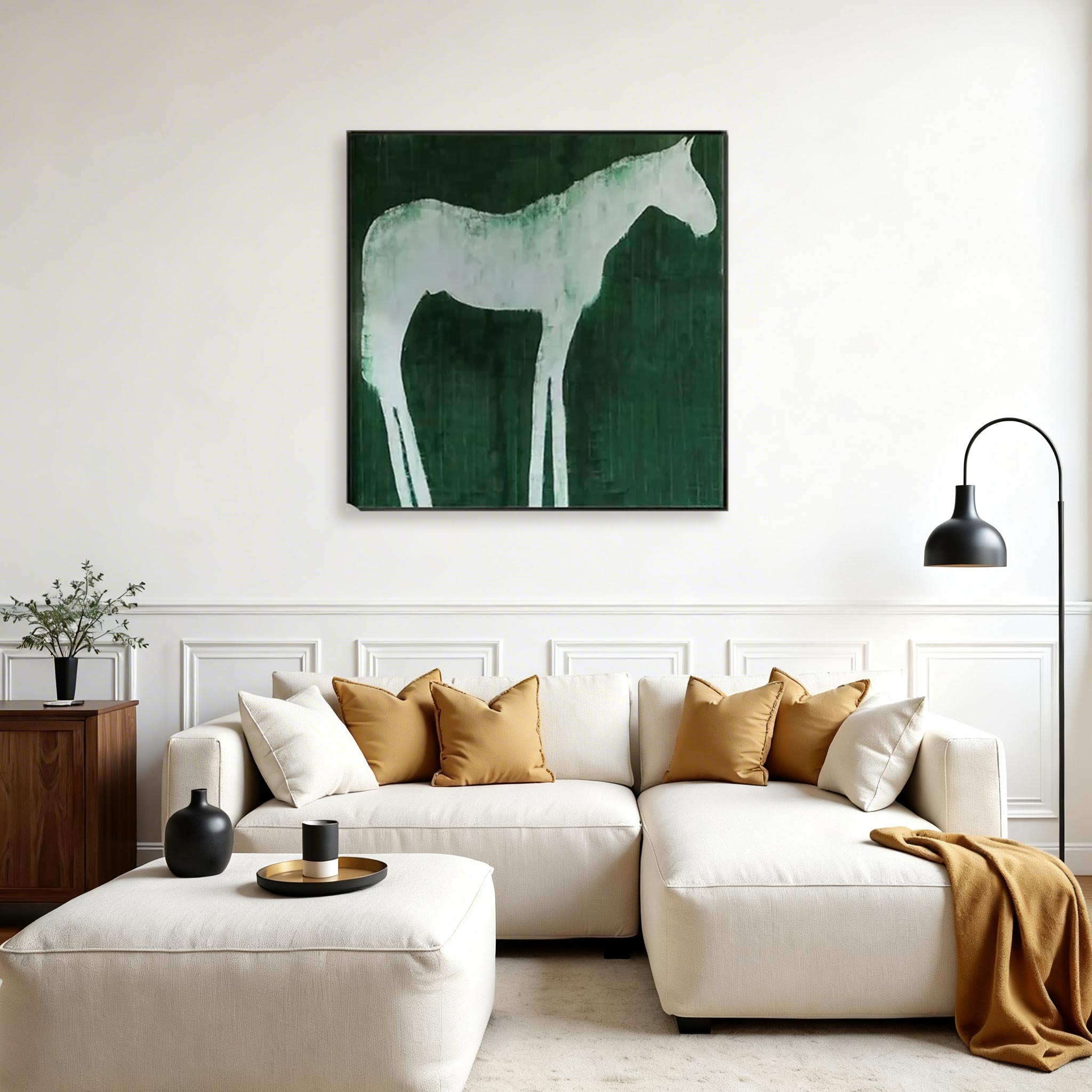 Abstract White Horse Canvas Wall Art #HA014