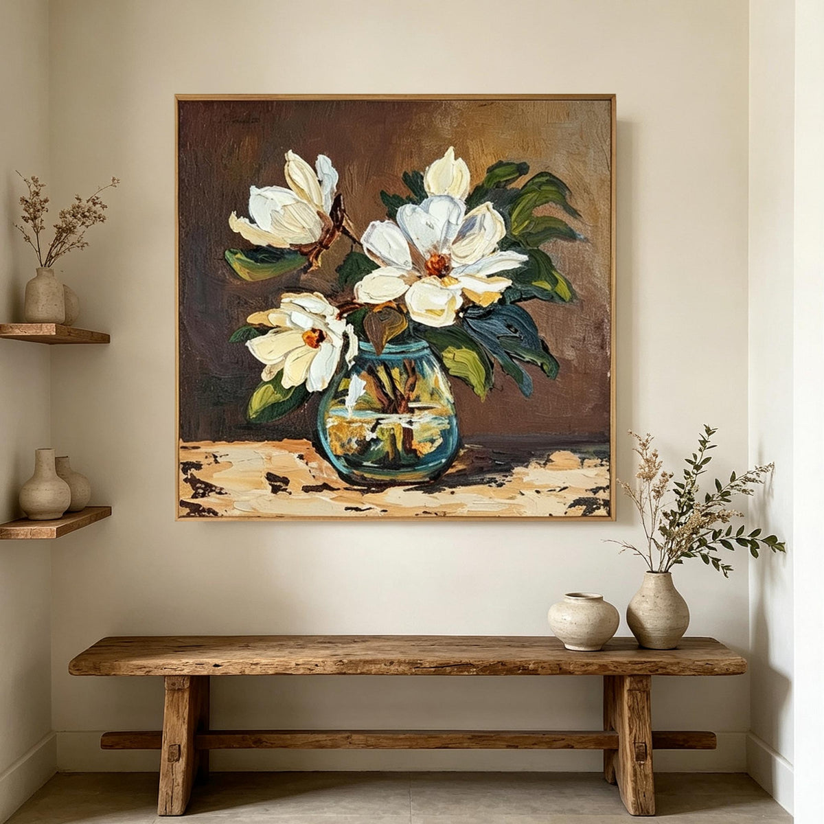White Magnolia Vase Wall Art #FL073