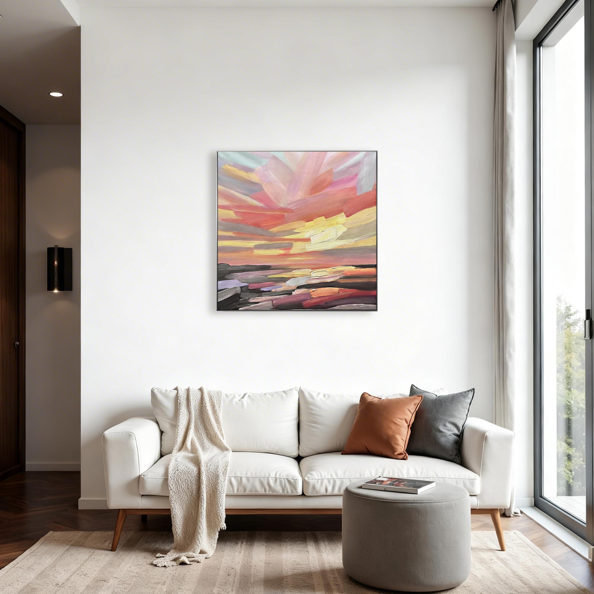 Abstract Sunset Painting for Living Room #CP014