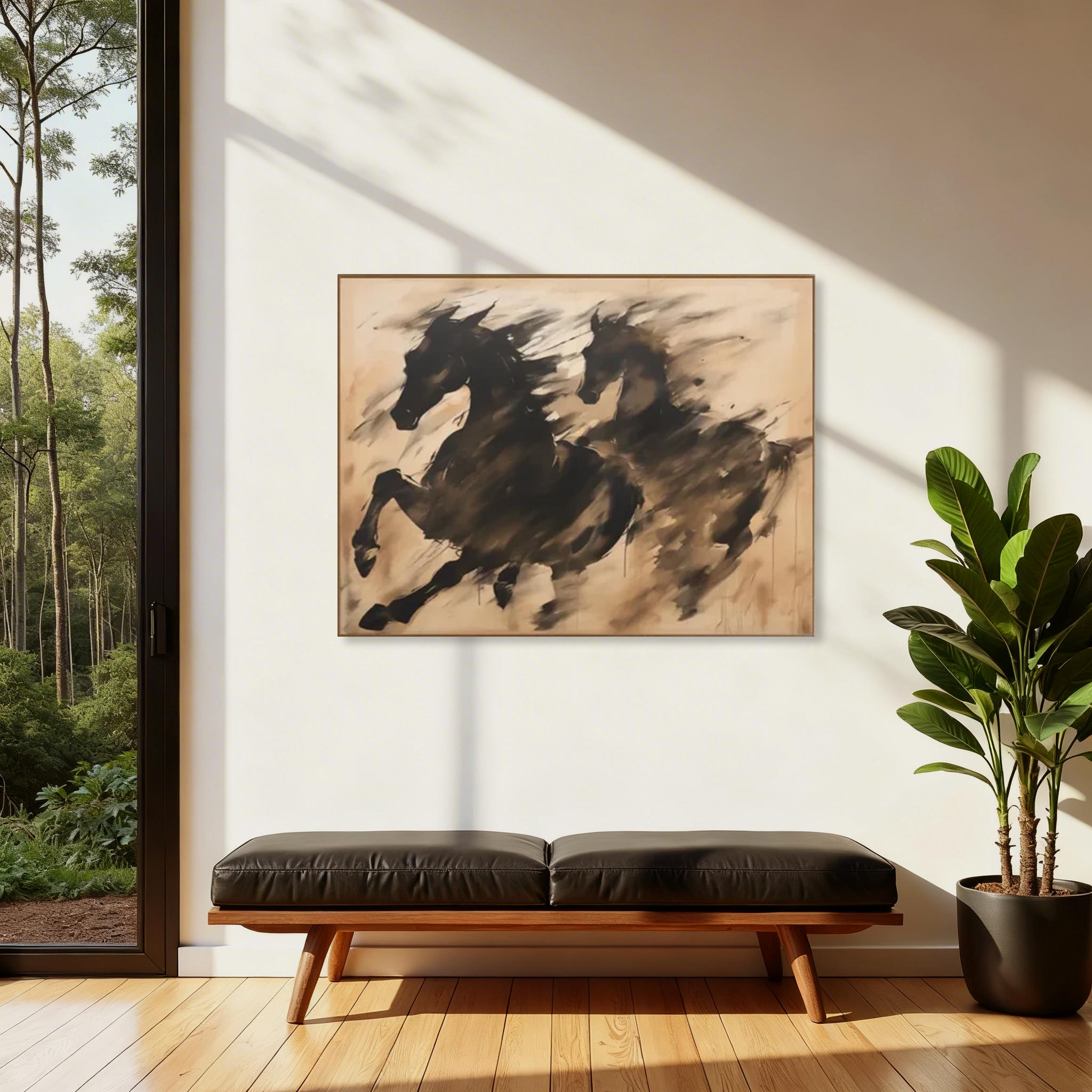 Abstract Running Horses Wall Art #HA005