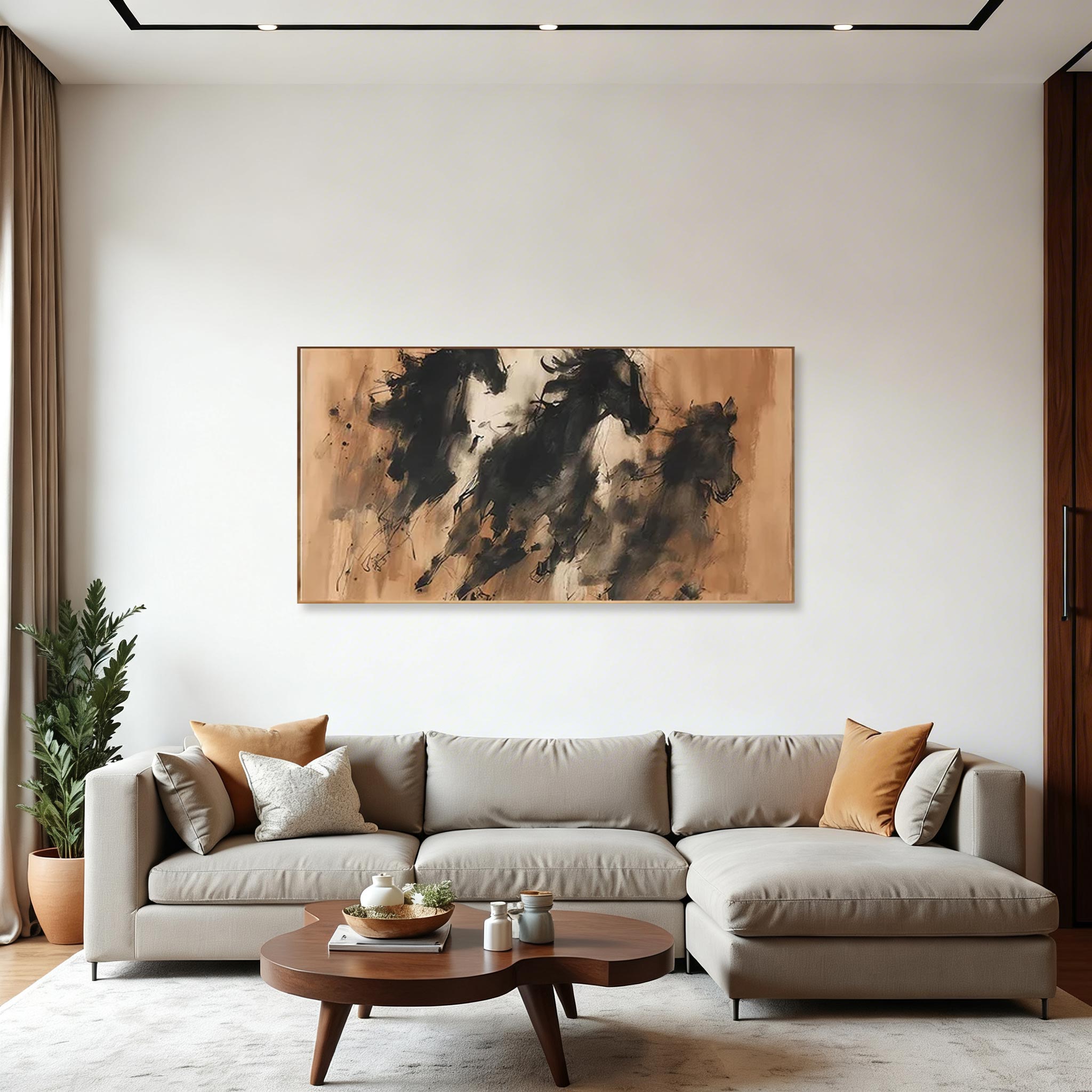 Abstract Three Horses Canvas Wall Art #HA012
