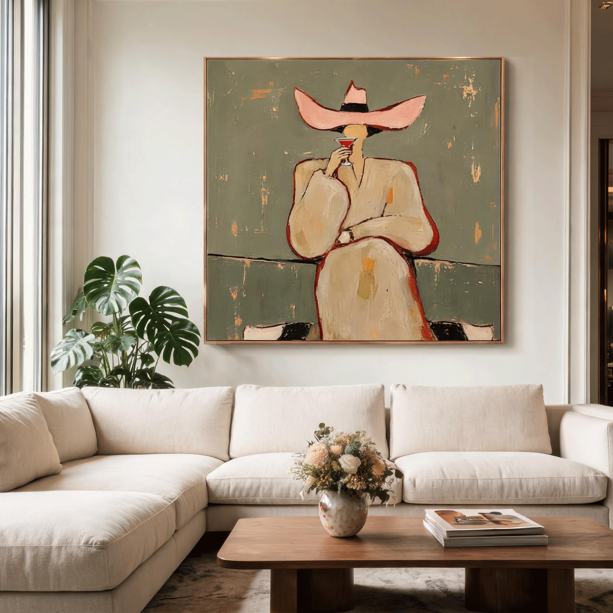 Cocktail Lady Wall Art | Contemporary Figurative Oil Painting #CP063