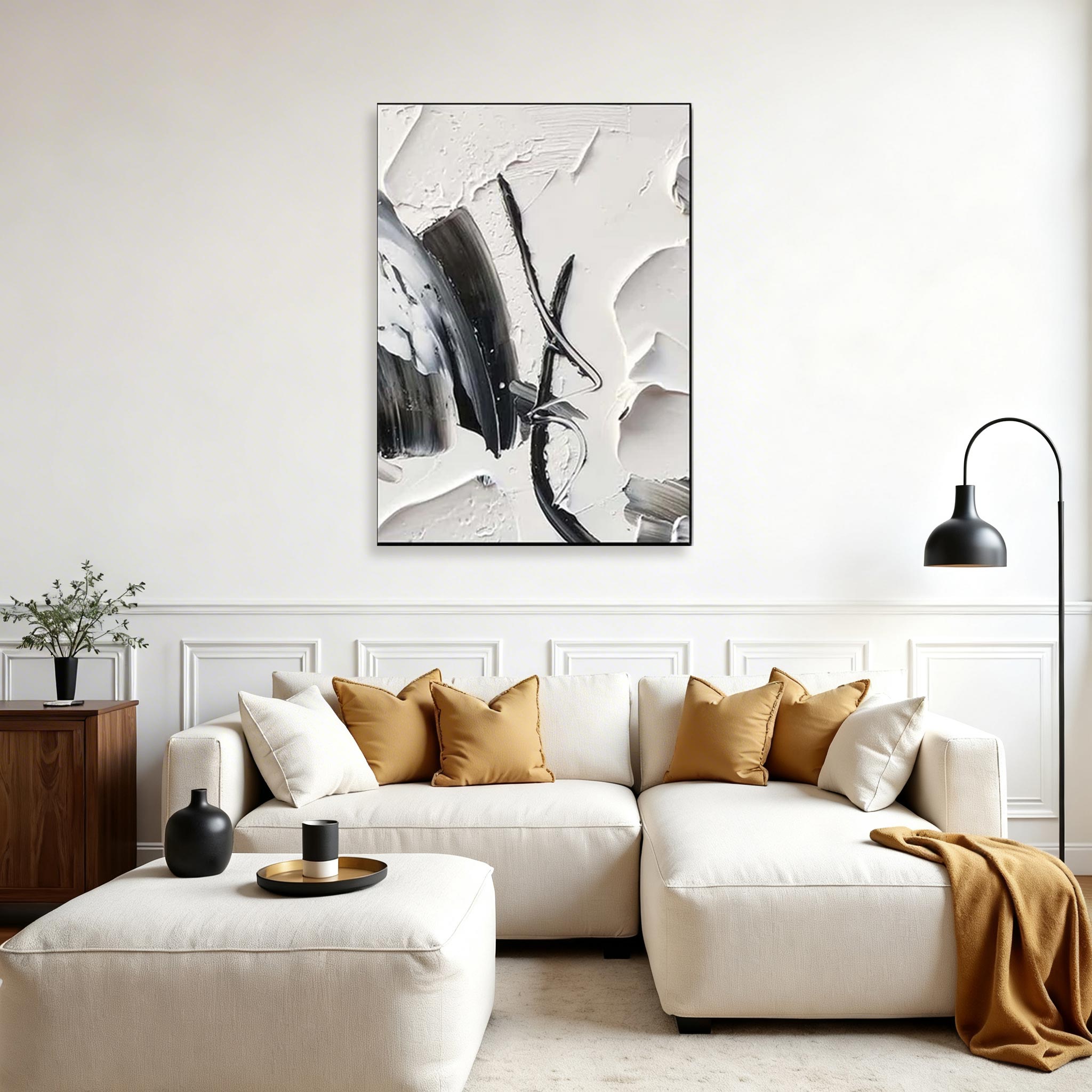 Black and White Abstract Canvas Wall Art #CP009