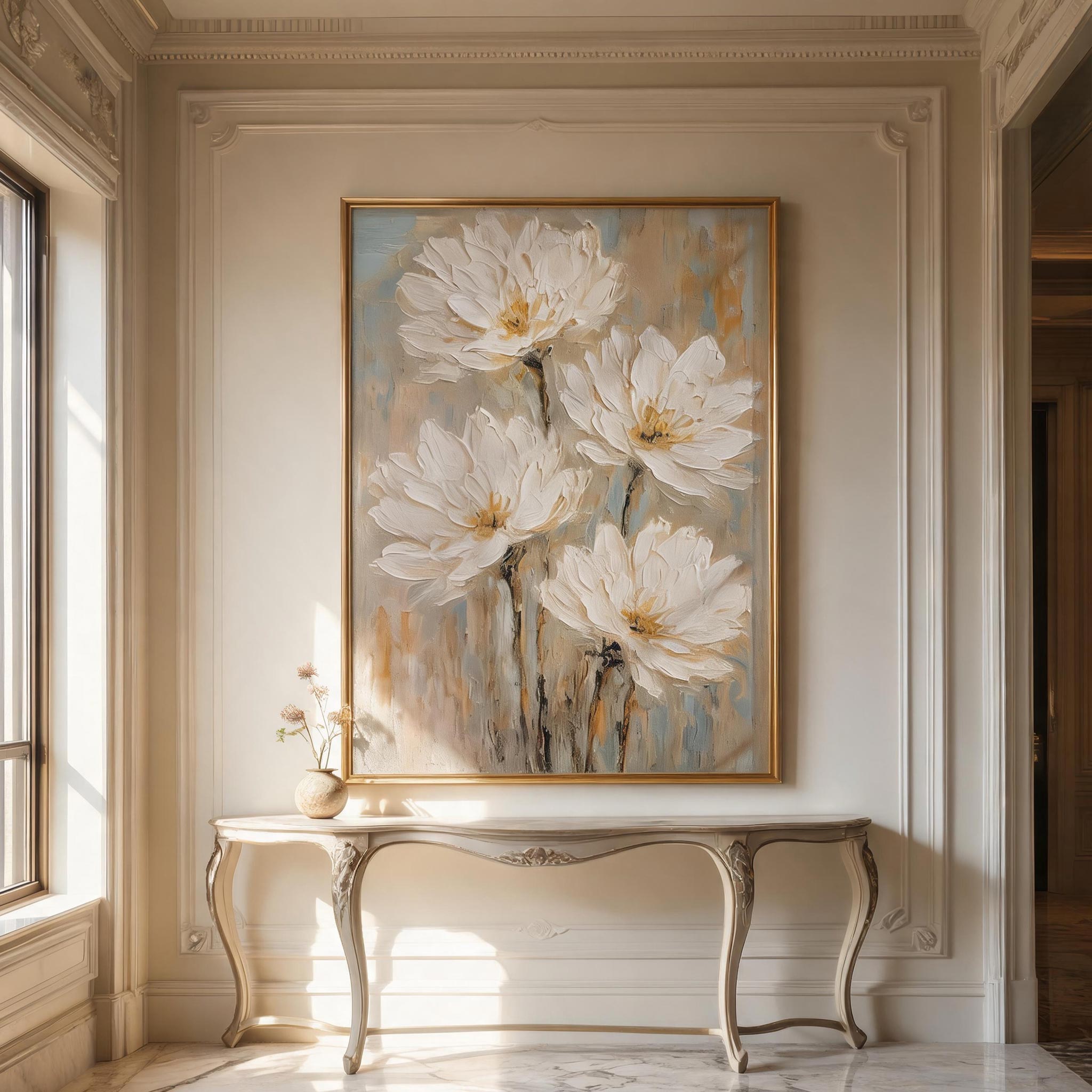 Neutral White Floral Wall Art #FL052