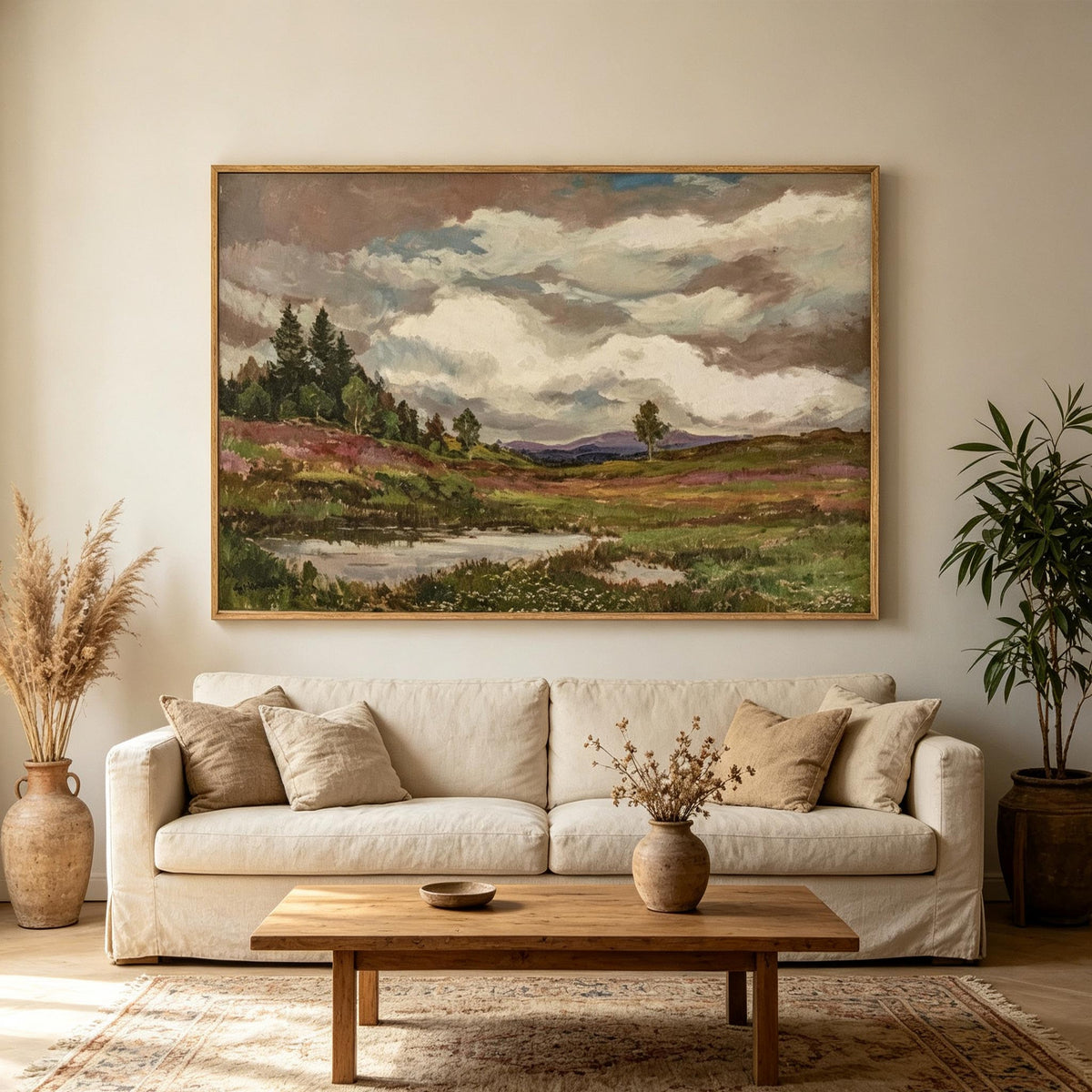Cloudy Meadow Landscape Wall Art #LS049
