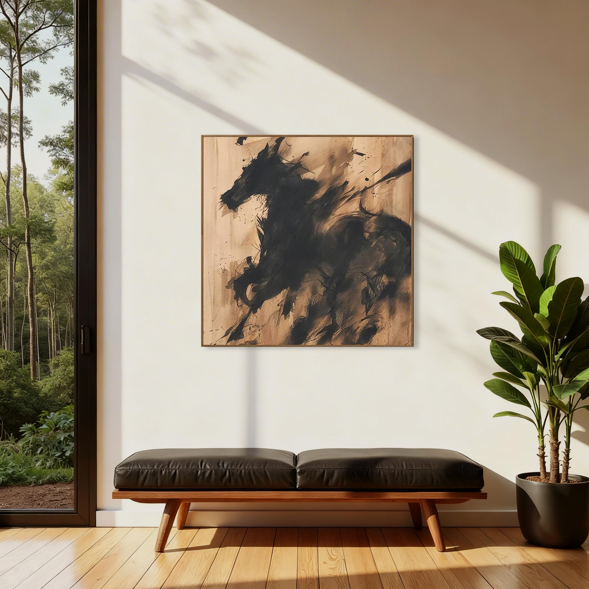 Abstract Black Horse Oil Painting Wall Art #HA009