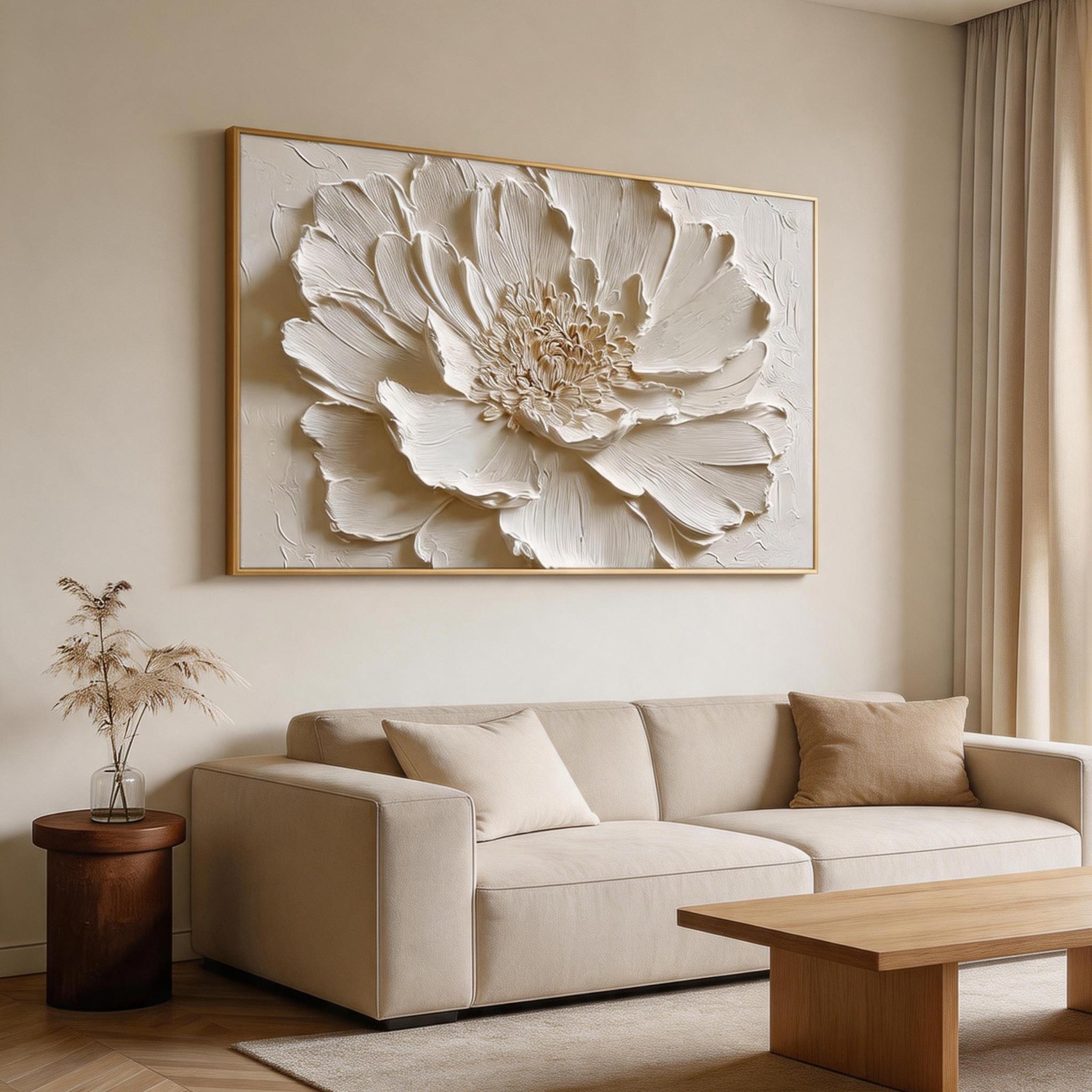 Textured Ivory Bloom Wall Art #FL033