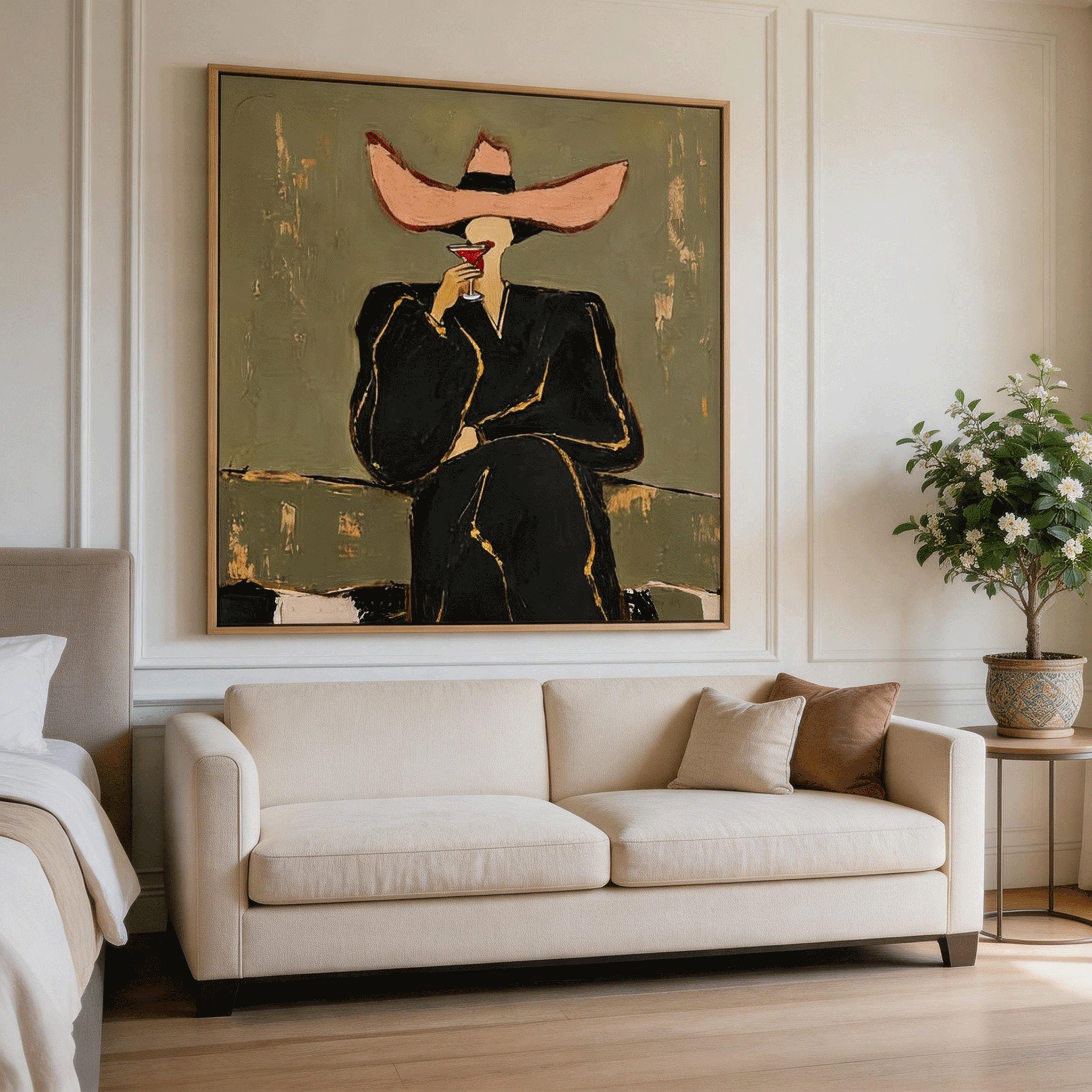 Cocktail Lady Wall Art | Modern Figurative Oil Painting #CP061