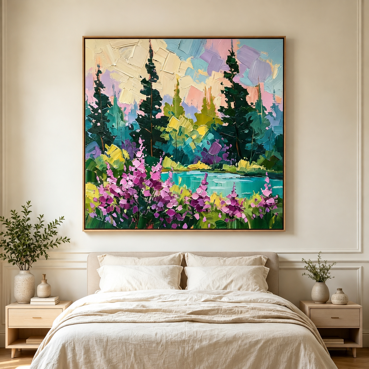 Colorful Forest Lake Landscape Wall Art #LS078