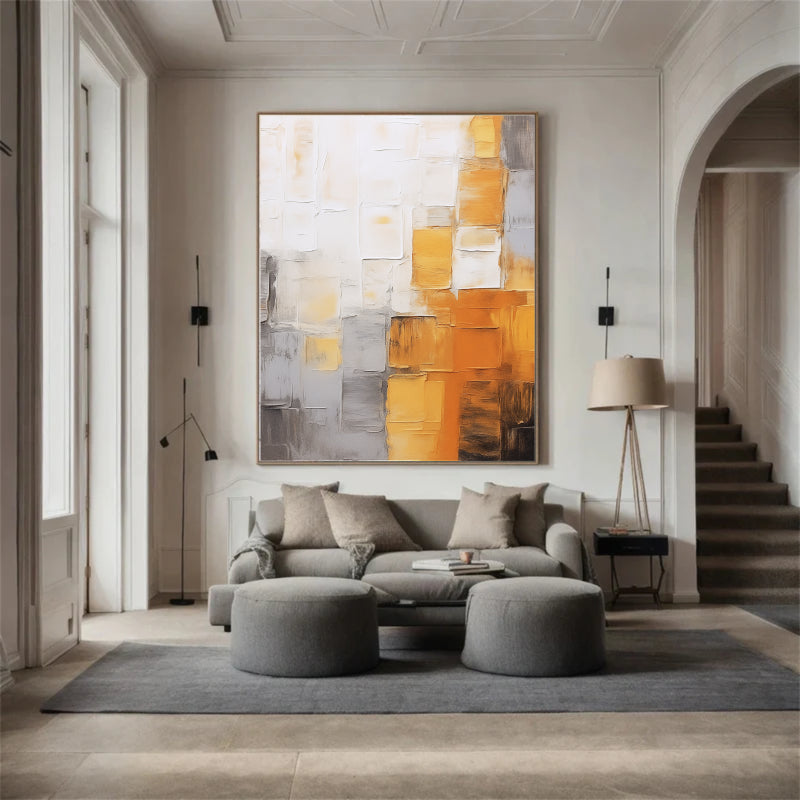 Abstract Orange and Beige Wall Art Painting #AB020