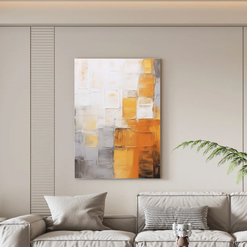 Abstract Orange and Beige Wall Art Painting #AB020