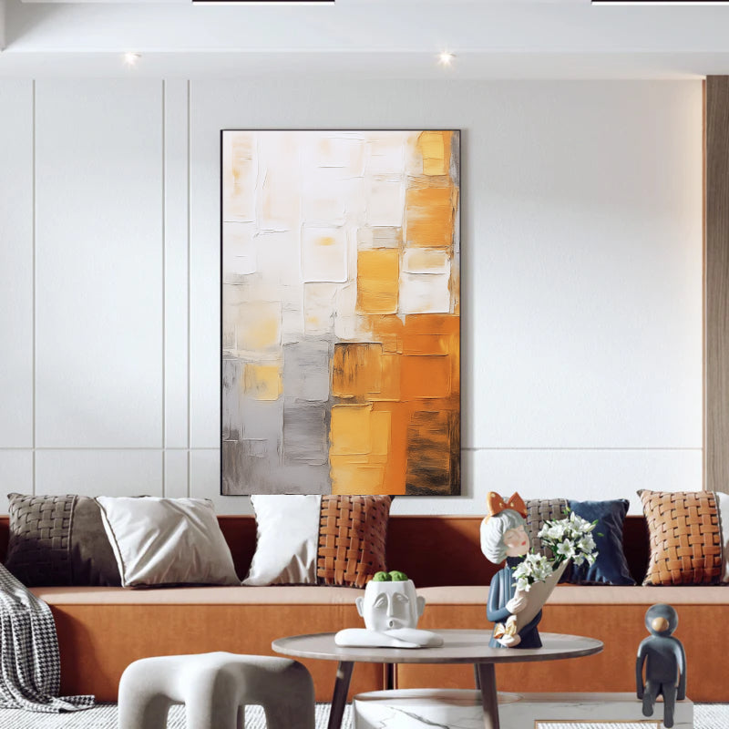 Abstract Orange and Beige Wall Art Painting #AB020