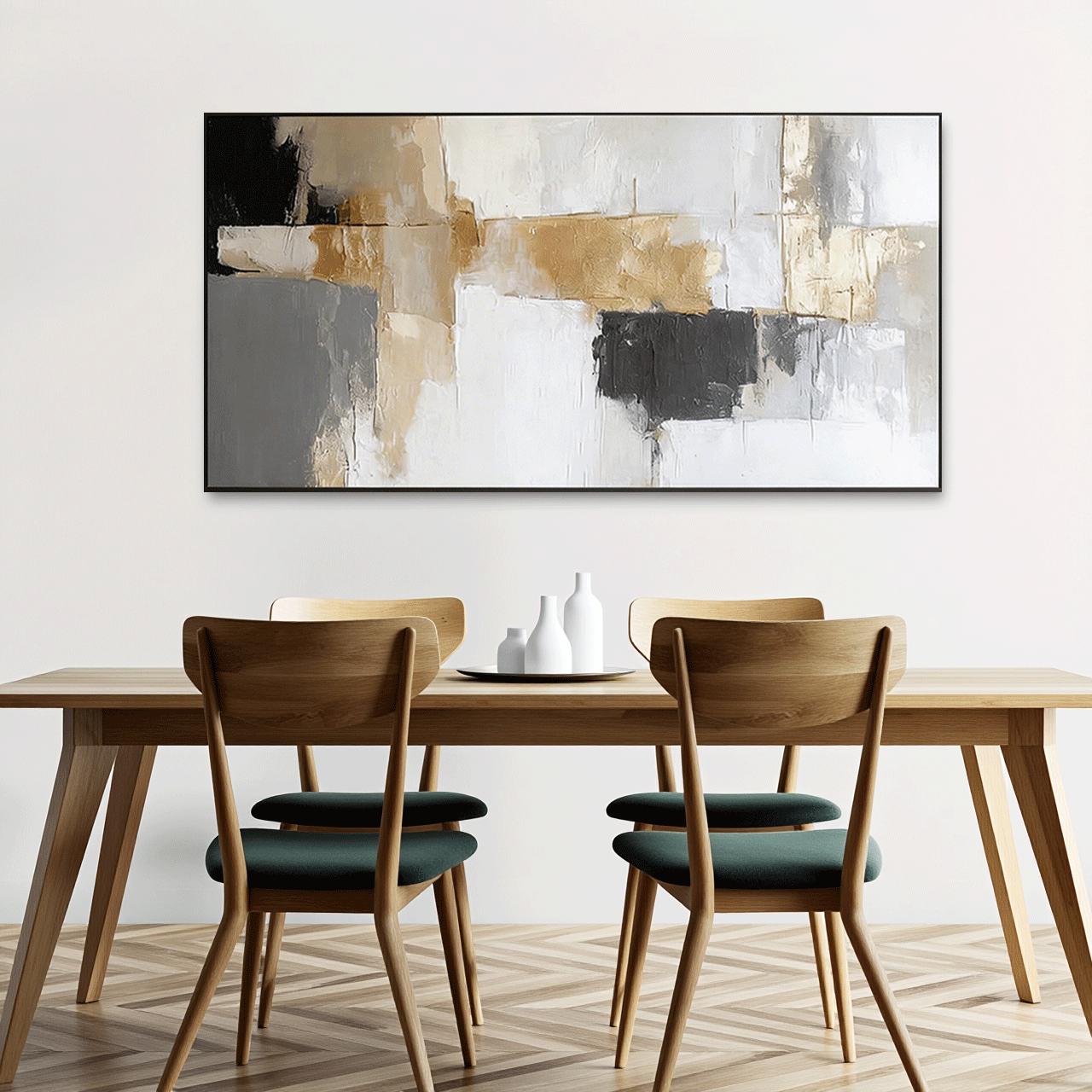 Modern Abstract Wall Art Painting  - Gold, Black #AB014