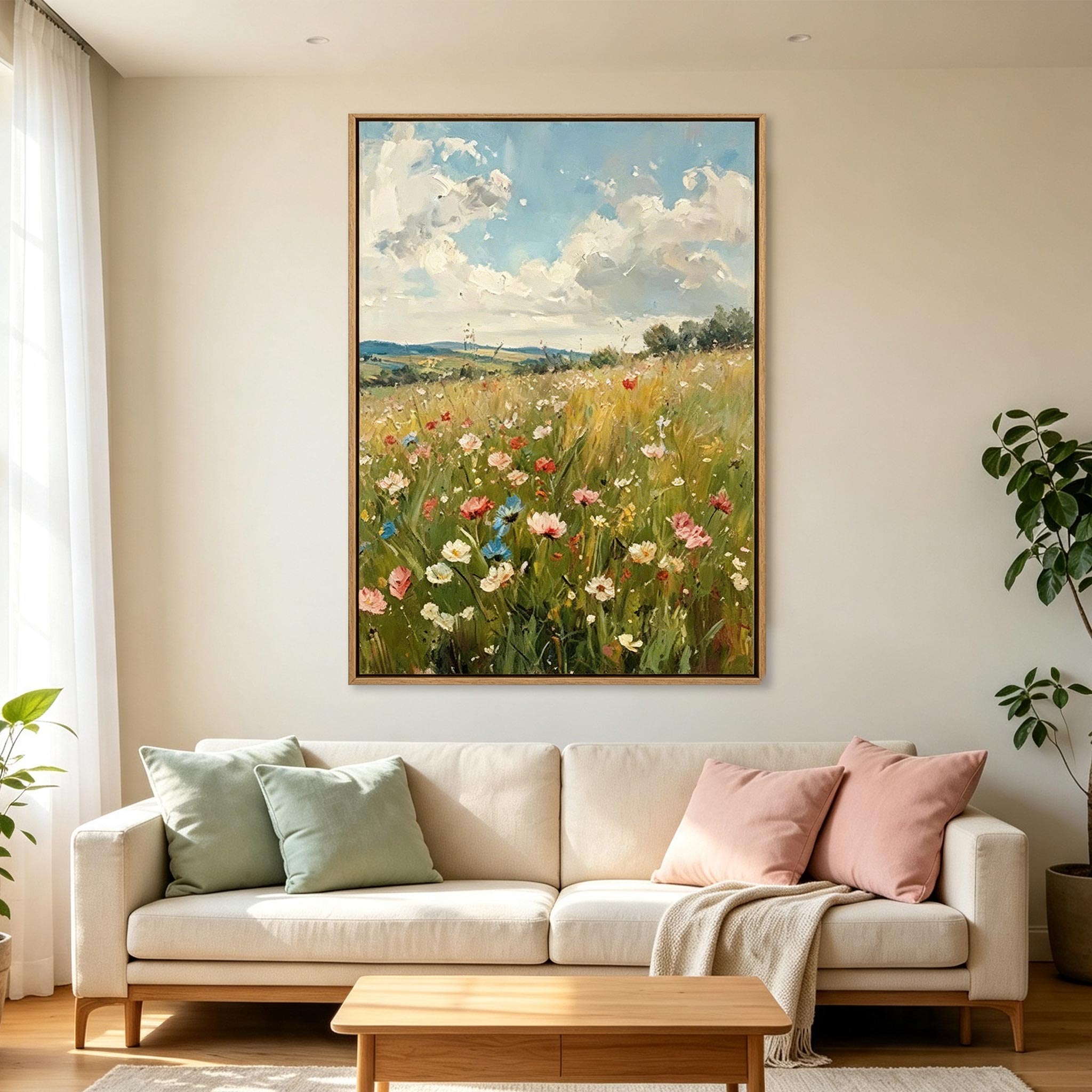 Impressionist Wildflower Meadow Landscape Wall Art #LS006