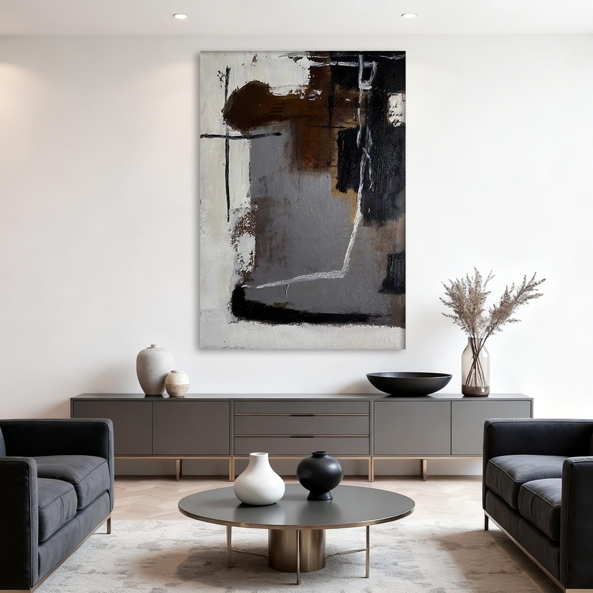 Minimalist Brown Gray Wall Art MA009