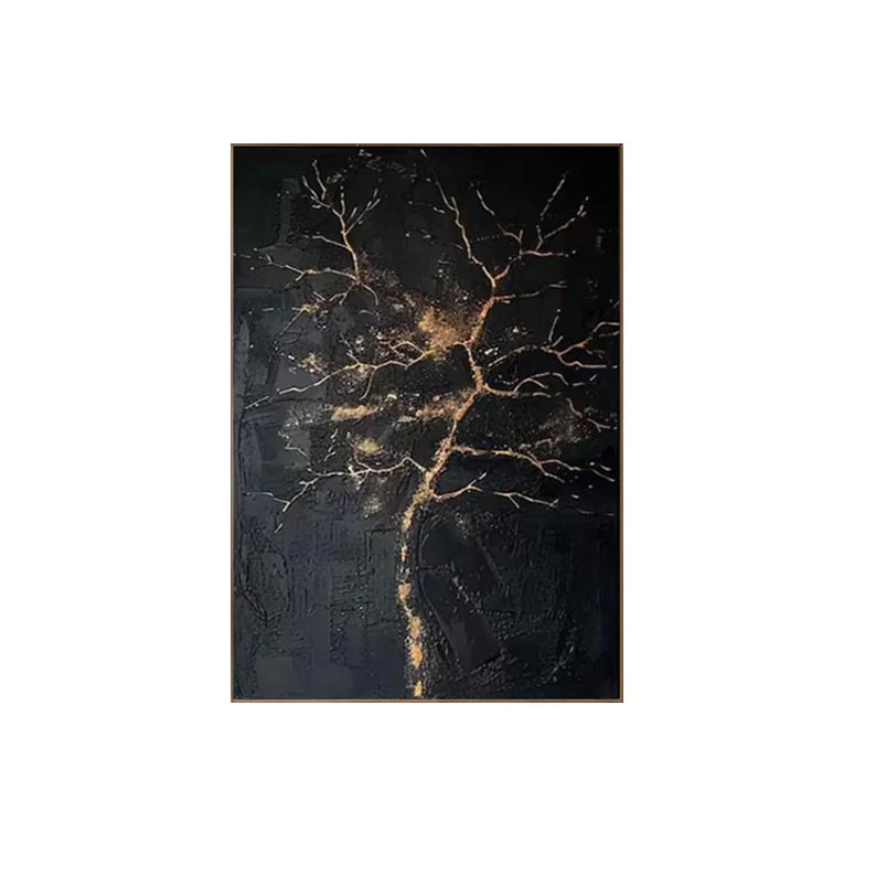 Black and Gold Abstract Wall Art Canvas #MA021