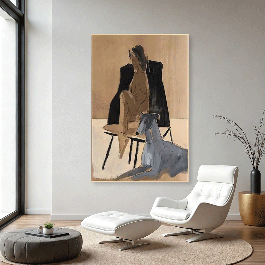 Abstract Dark Forest Figure Wall Art – Contemporary Canvas Painting #CP015
