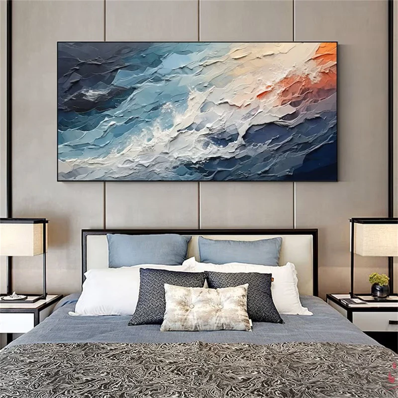 Blue Textured Minimalist Wall Art #BL003