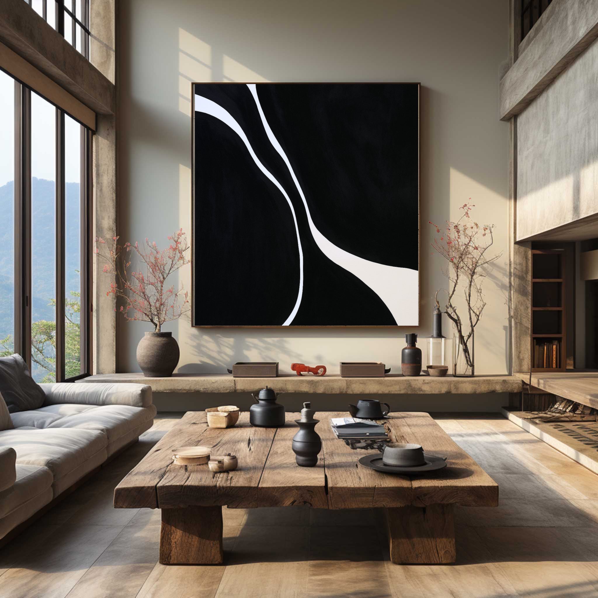 Black Textured Minimalist Wall Art #BT005