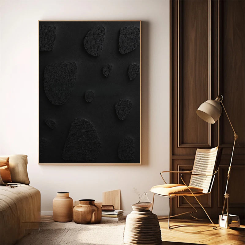 Black Textured Minimalist Wall Art #BT007