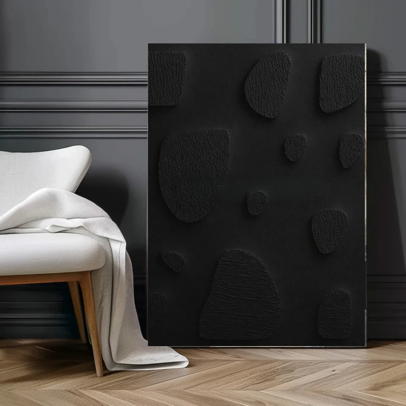 Black Textured Minimalist Wall Art #BT007