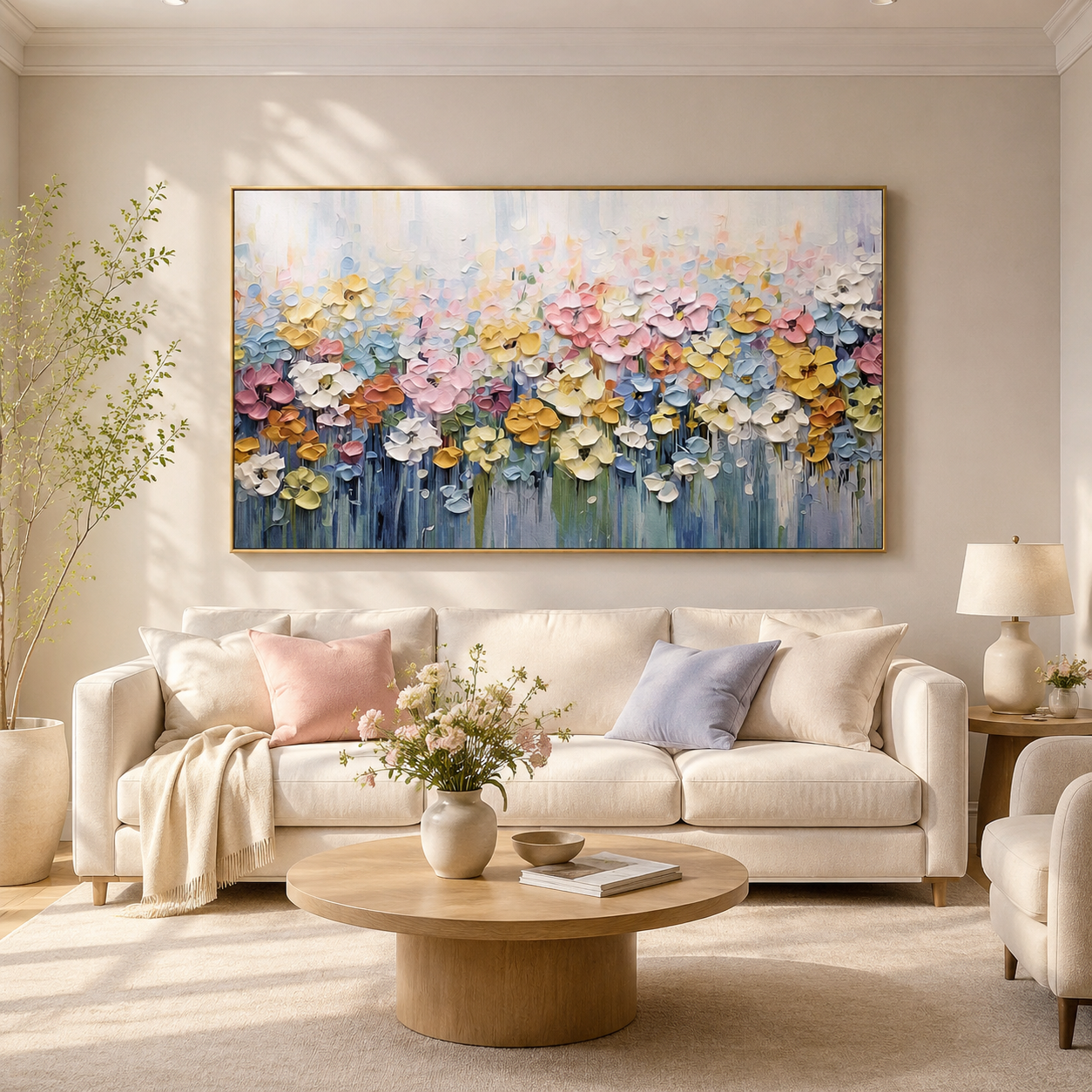 Pastel Floral Garden Wall Art #FL077
