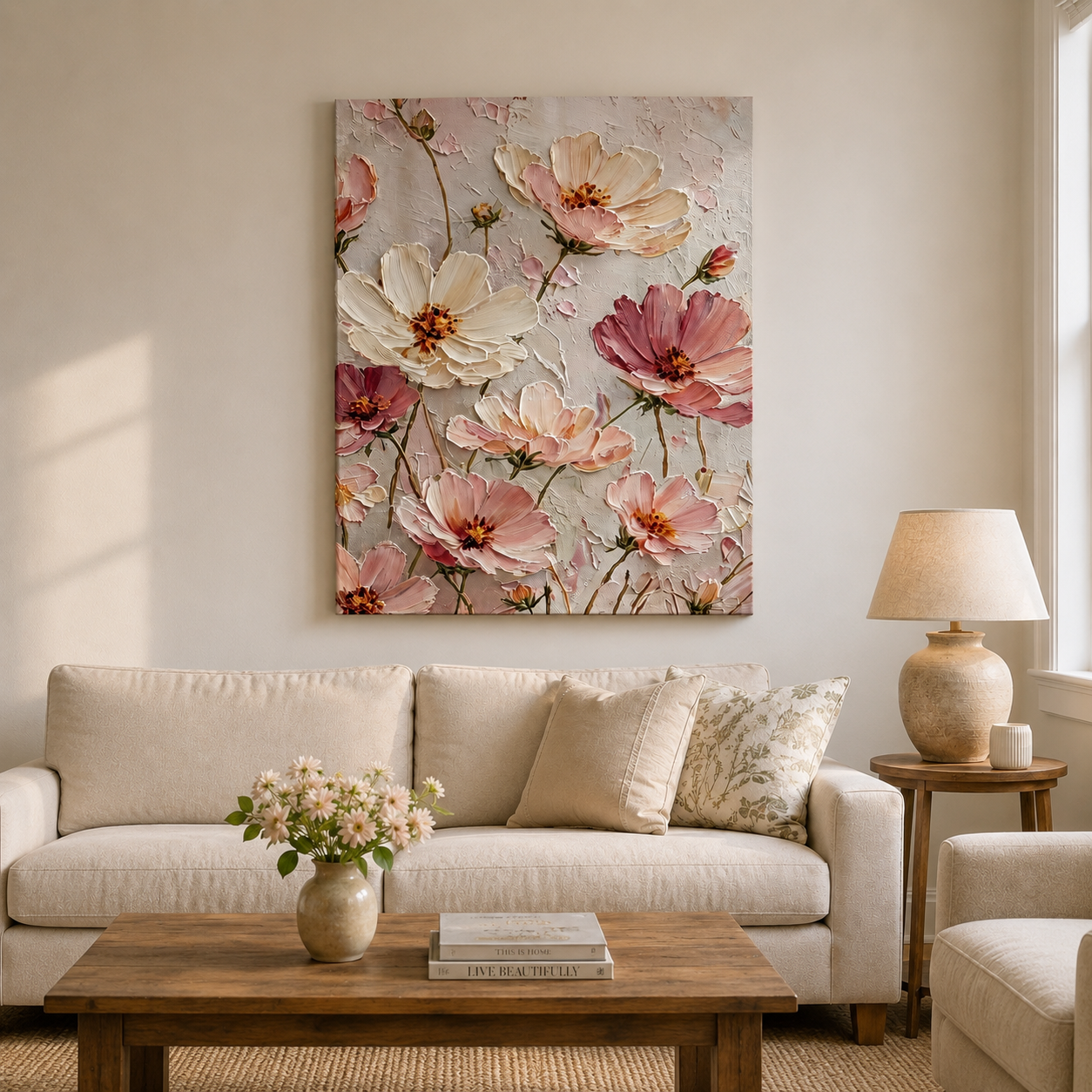 Soft Blush Cosmos Wall Art #FL013