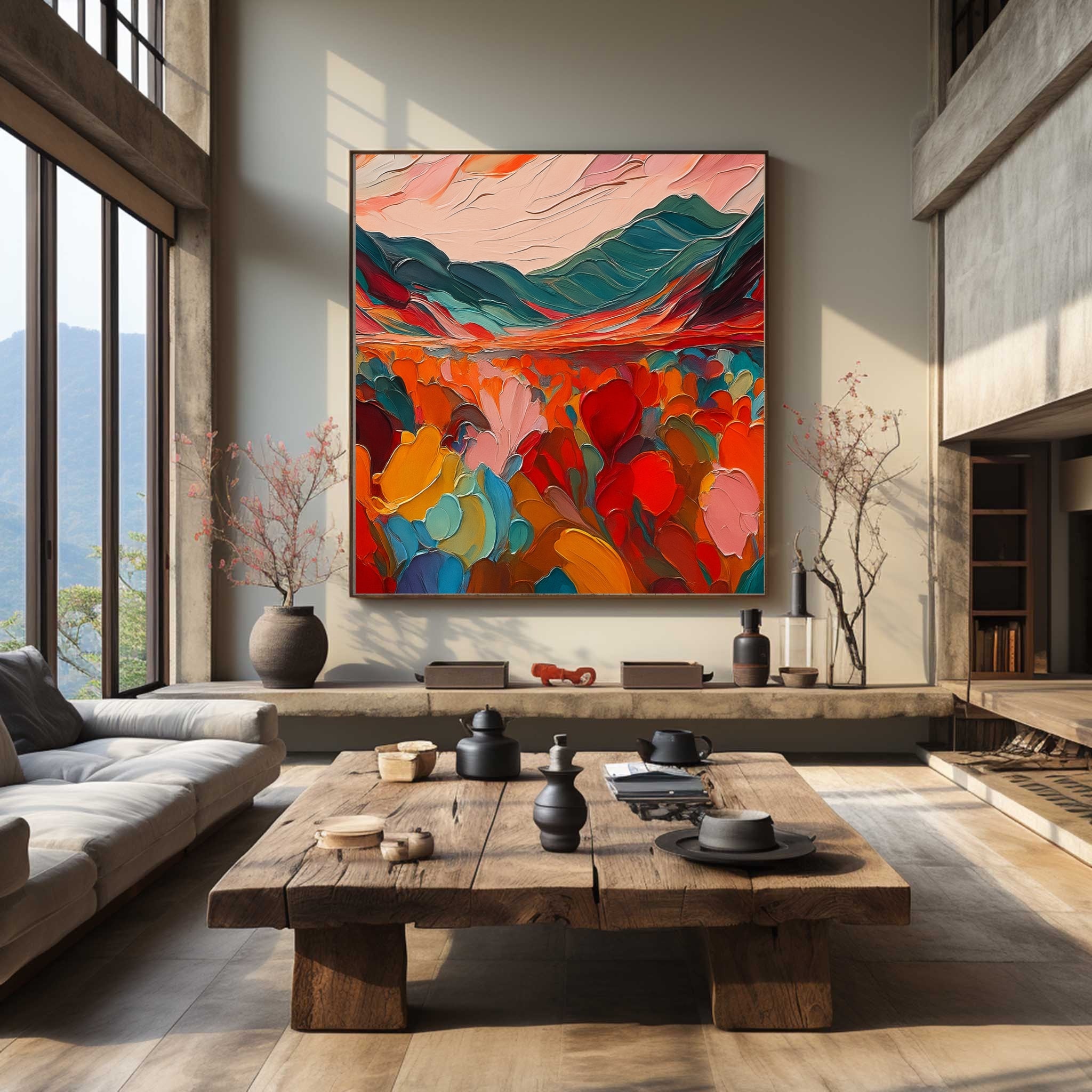 Colorful Abstract Textured Painting Canvas #AT002