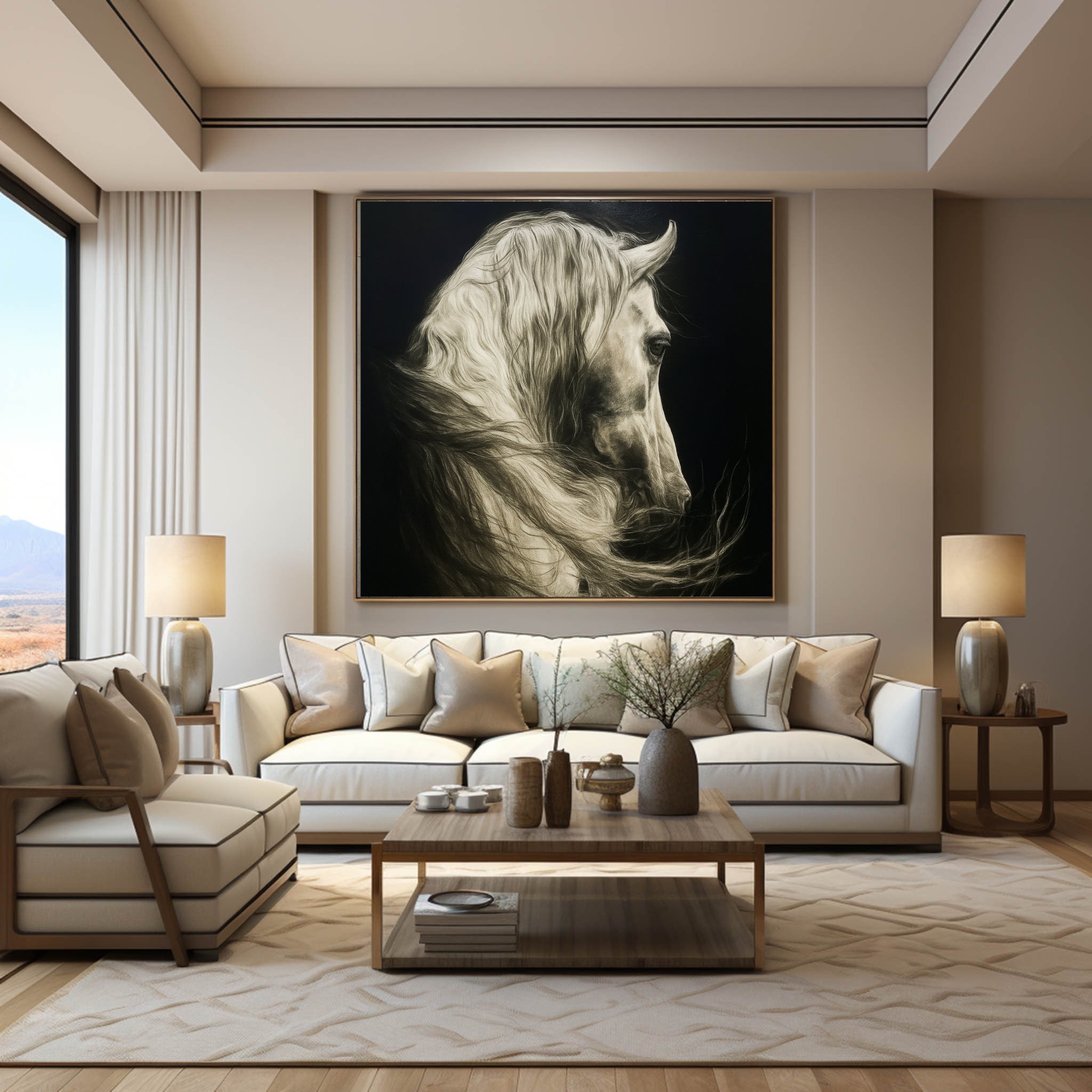 Abstract Animal Art Horse Textured Wall Art #AT003