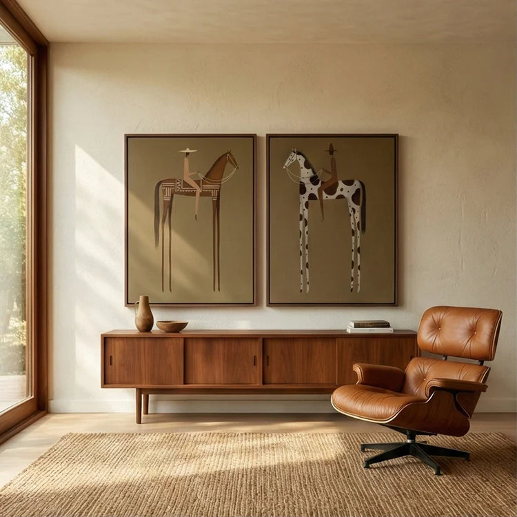 Modern Horse Rider Wall Art Silent Journey Set of 2 #HA025
