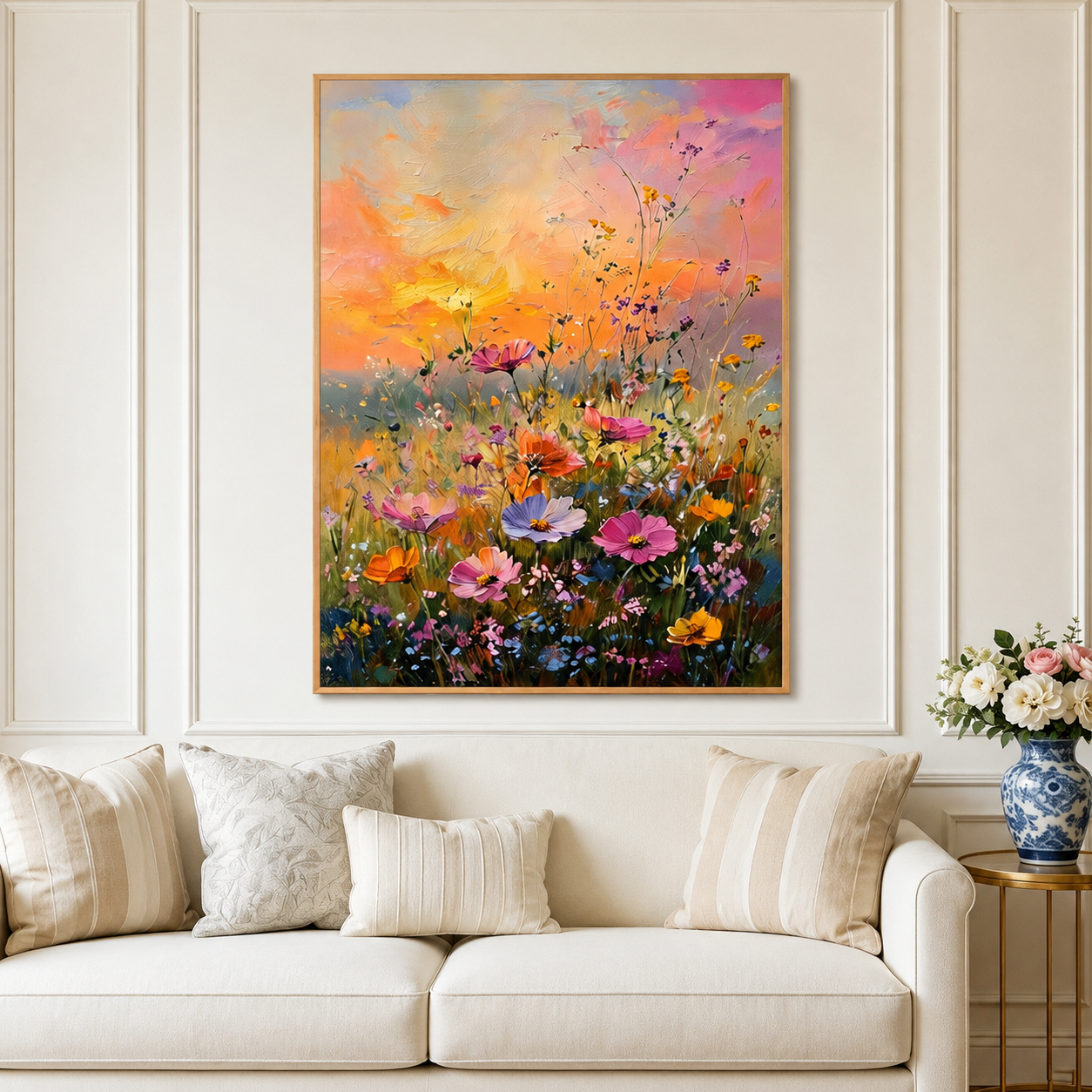 Sunset Wildflower Meadow Wall Art #FL045
