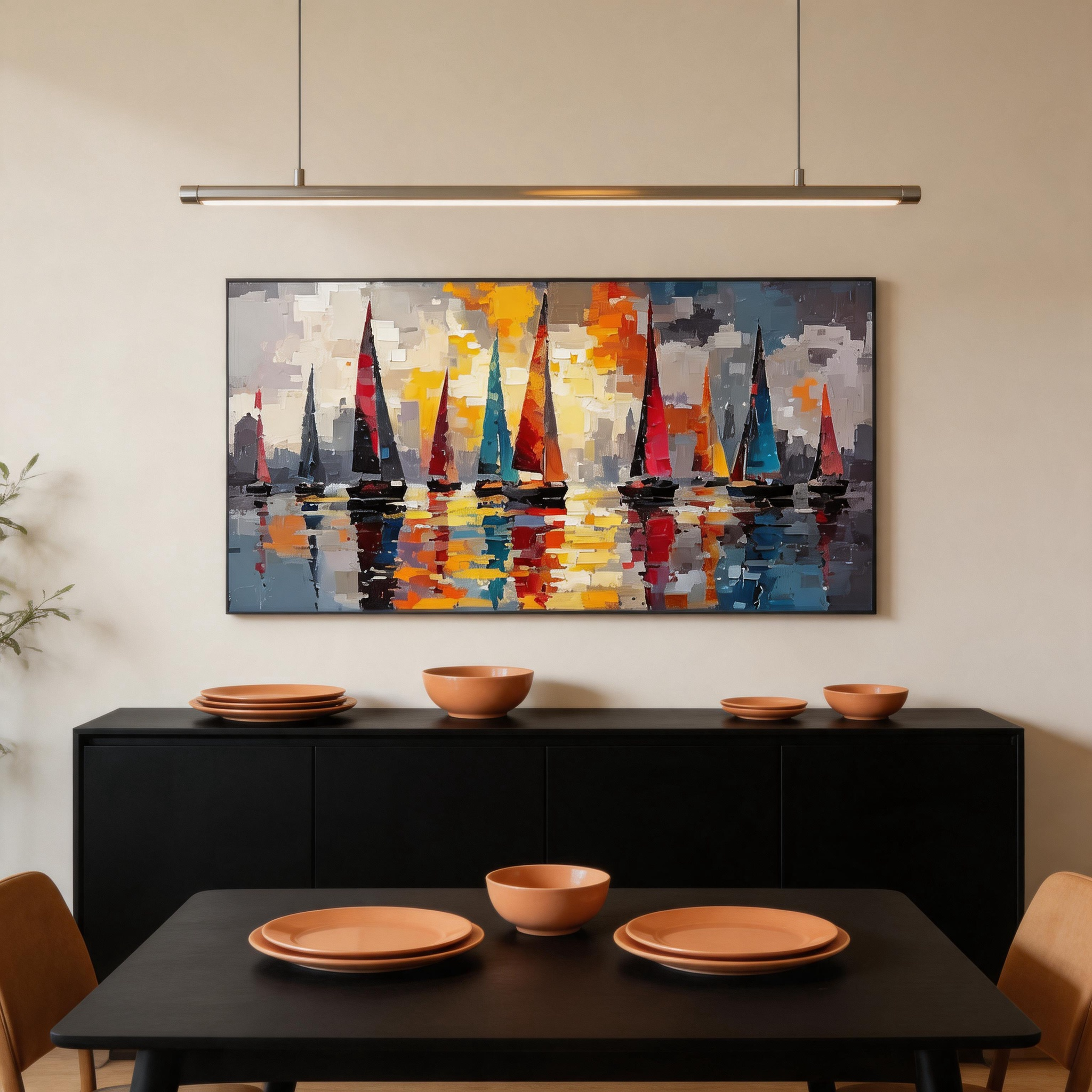 Colorful Sailboat Abstract Wall Art #BA002