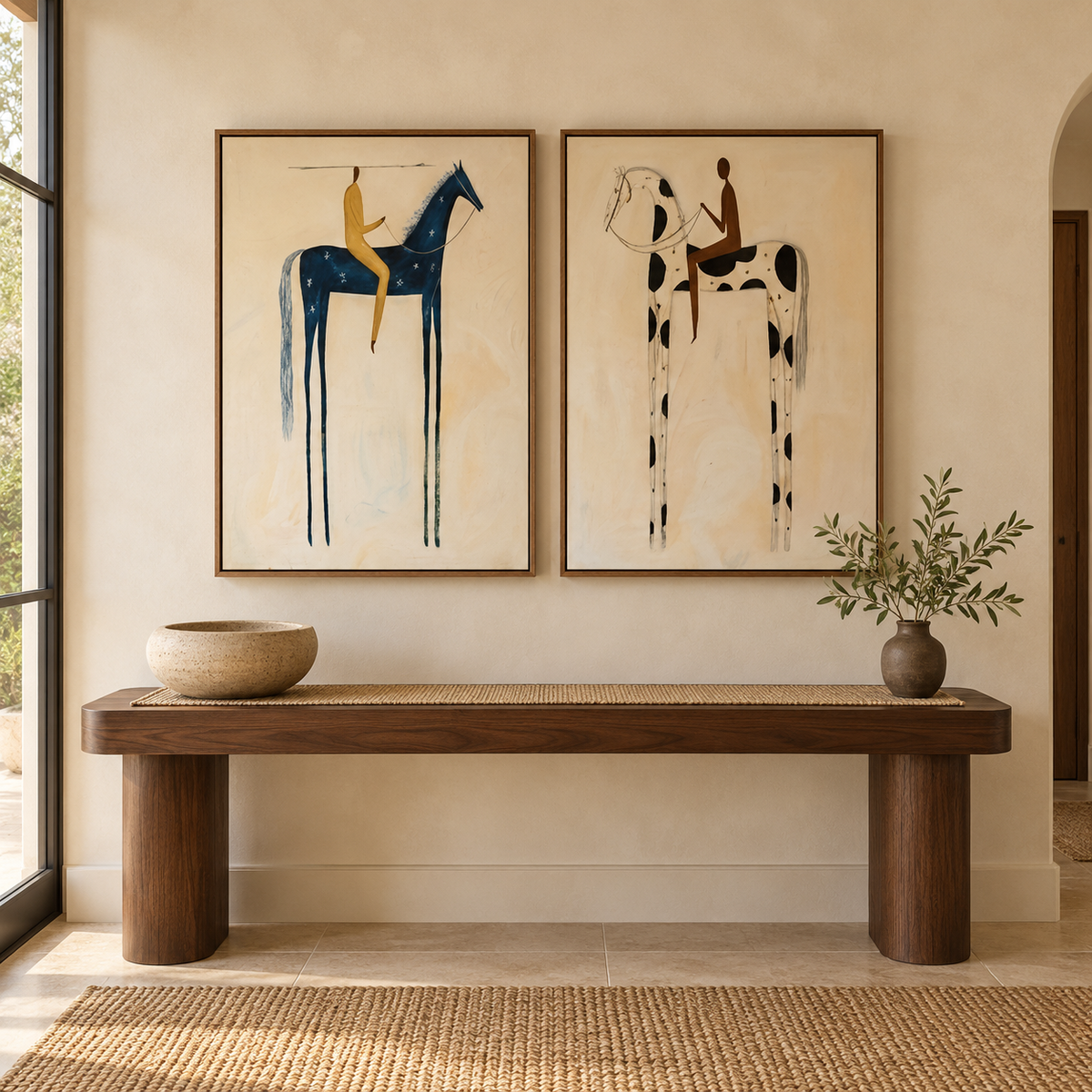 Starlit Rider – Whimsical Geometric Horse Painting #HA064