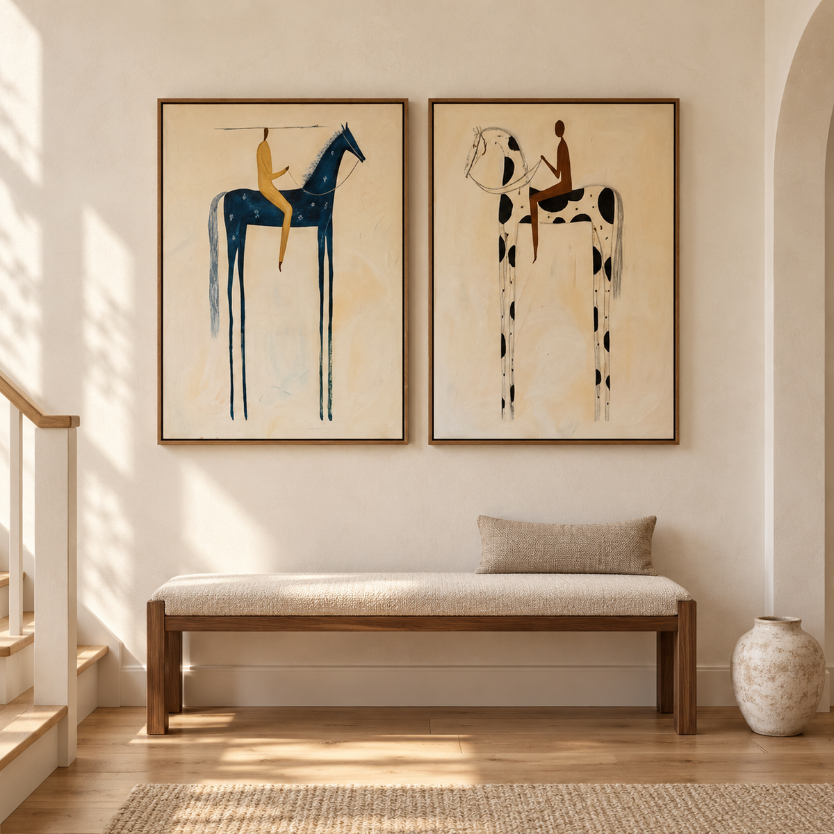 Starlit Rider – Whimsical Geometric Horse Painting #HA064