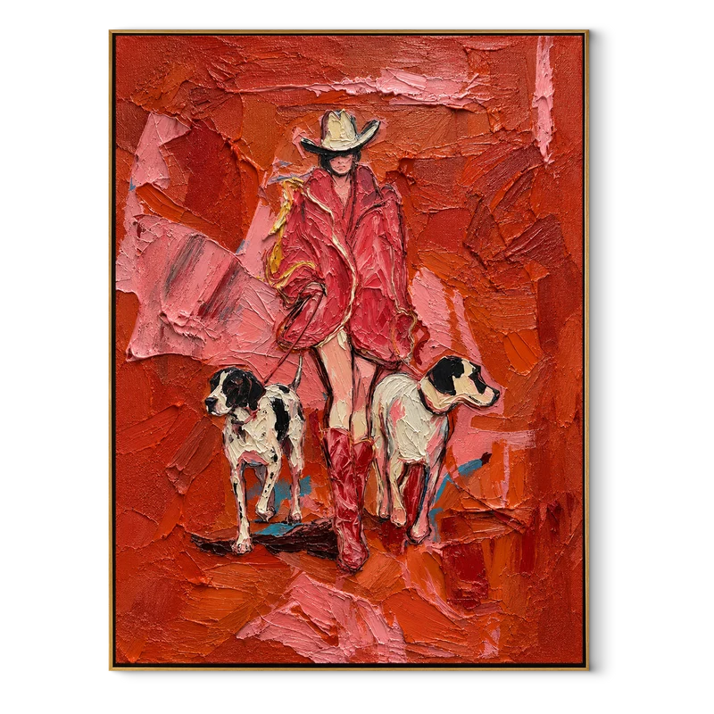 Crimson Drift | Cowgirl & Dog Wall Art
