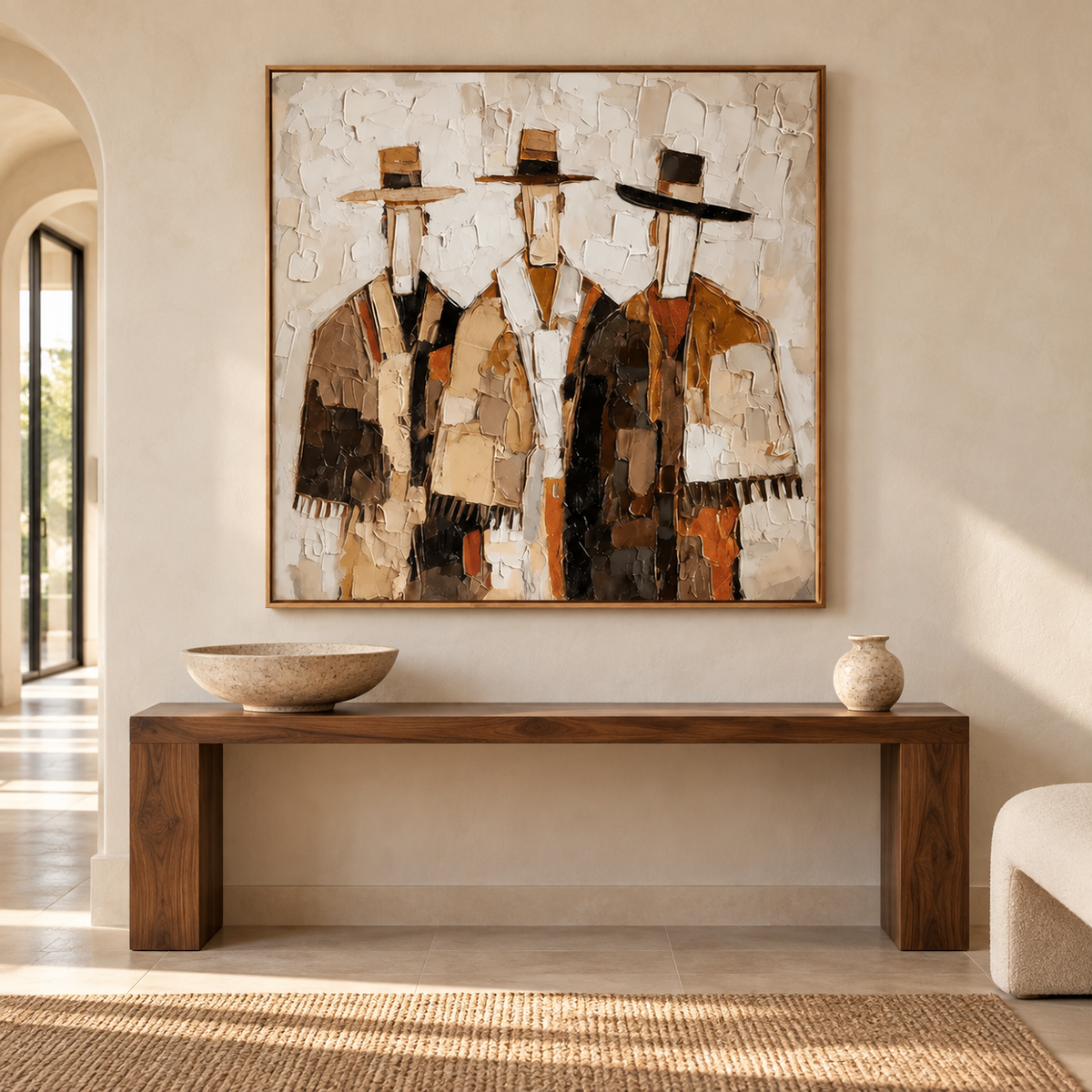The Trio – Heavy Impasto Abstract Cowboy Painting #CP083