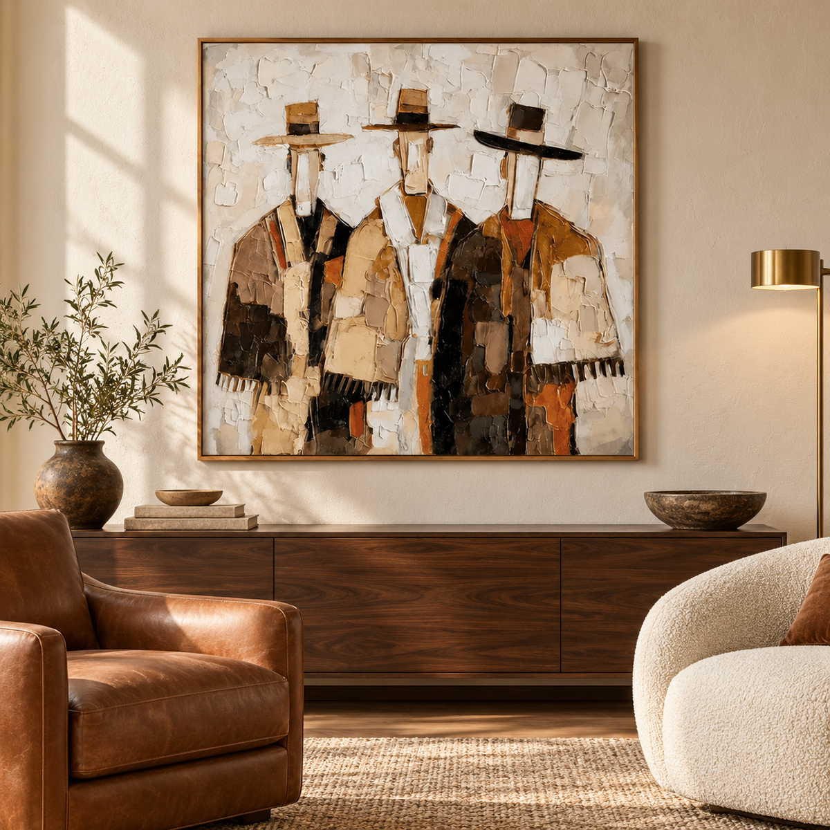 The Trio – Heavy Impasto Abstract Cowboy Painting #CP083