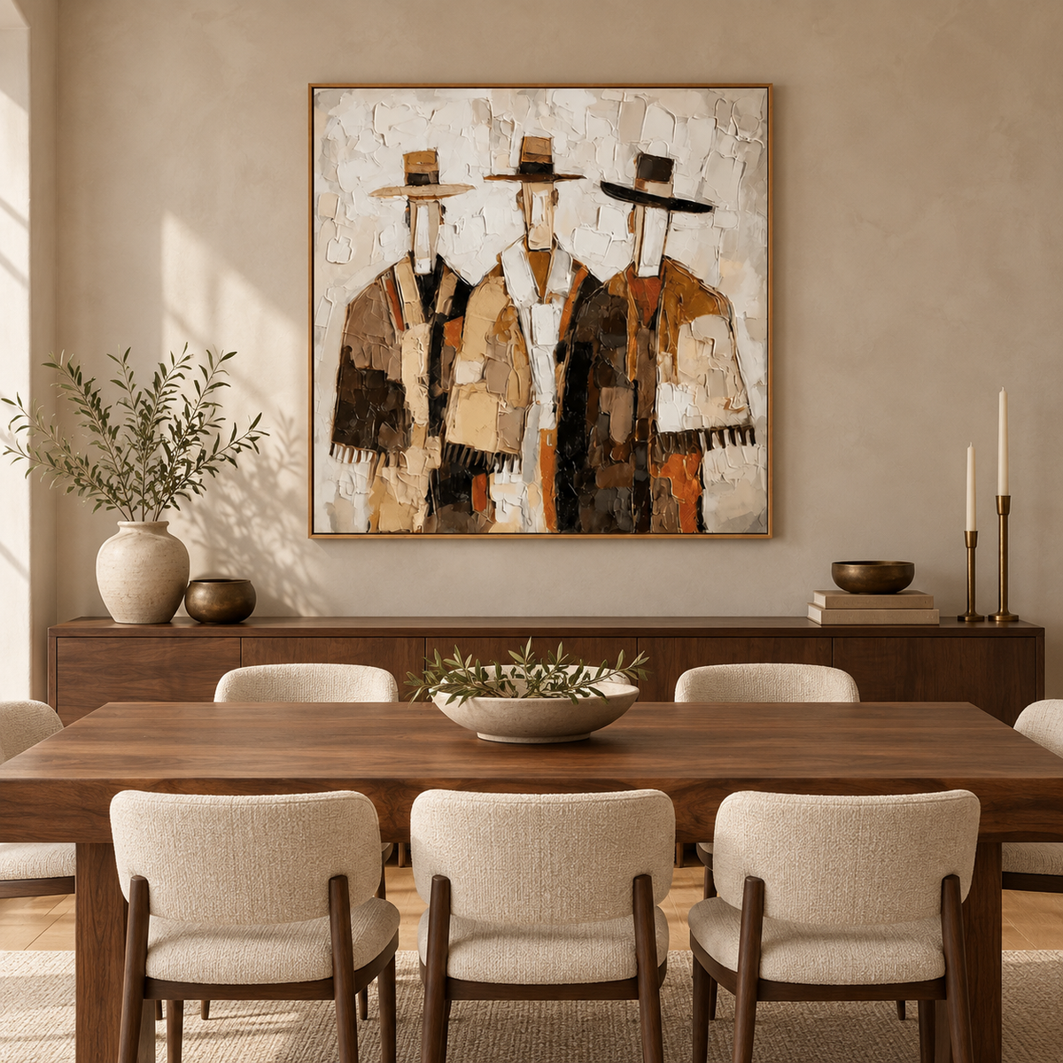 The Trio – Heavy Impasto Abstract Cowboy Painting #CP083