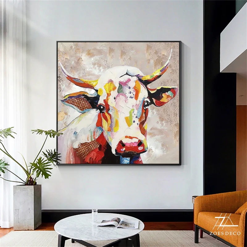 Abstract Animal Art Cow Texture Wall Art #AT015