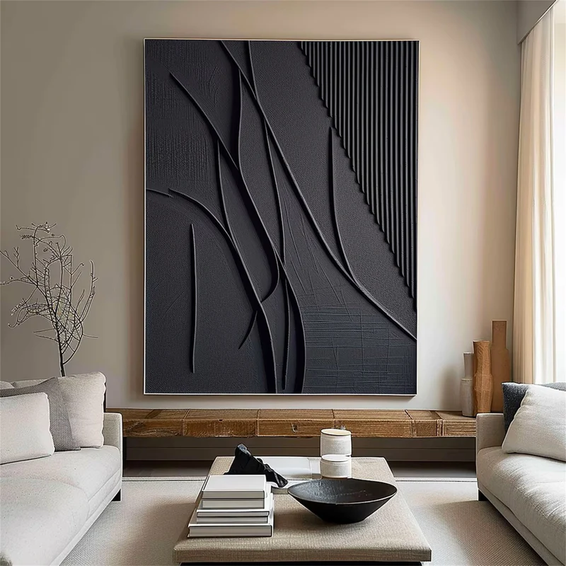 Black Textured Minimalist Wall Art #BT003