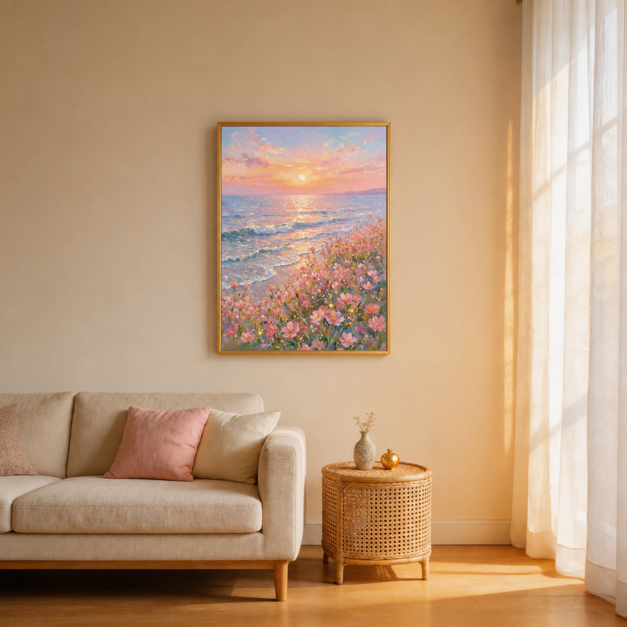 Wildflower Coastal Sunset Wall Art #BC019