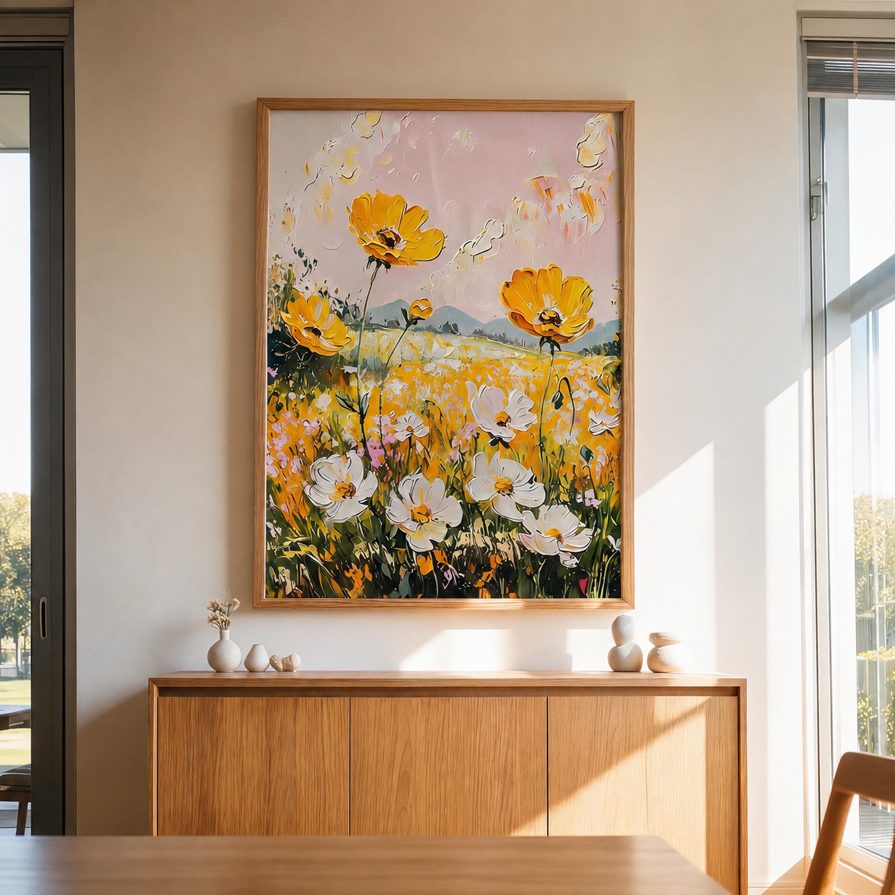 Golden Bloom Landscape Wall Art #FL043